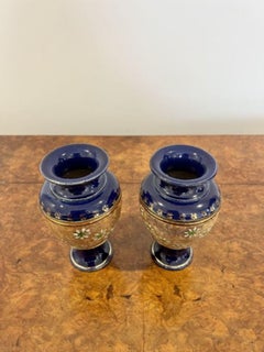 Lovely small pair of antique Victorian Royal Doulton vases