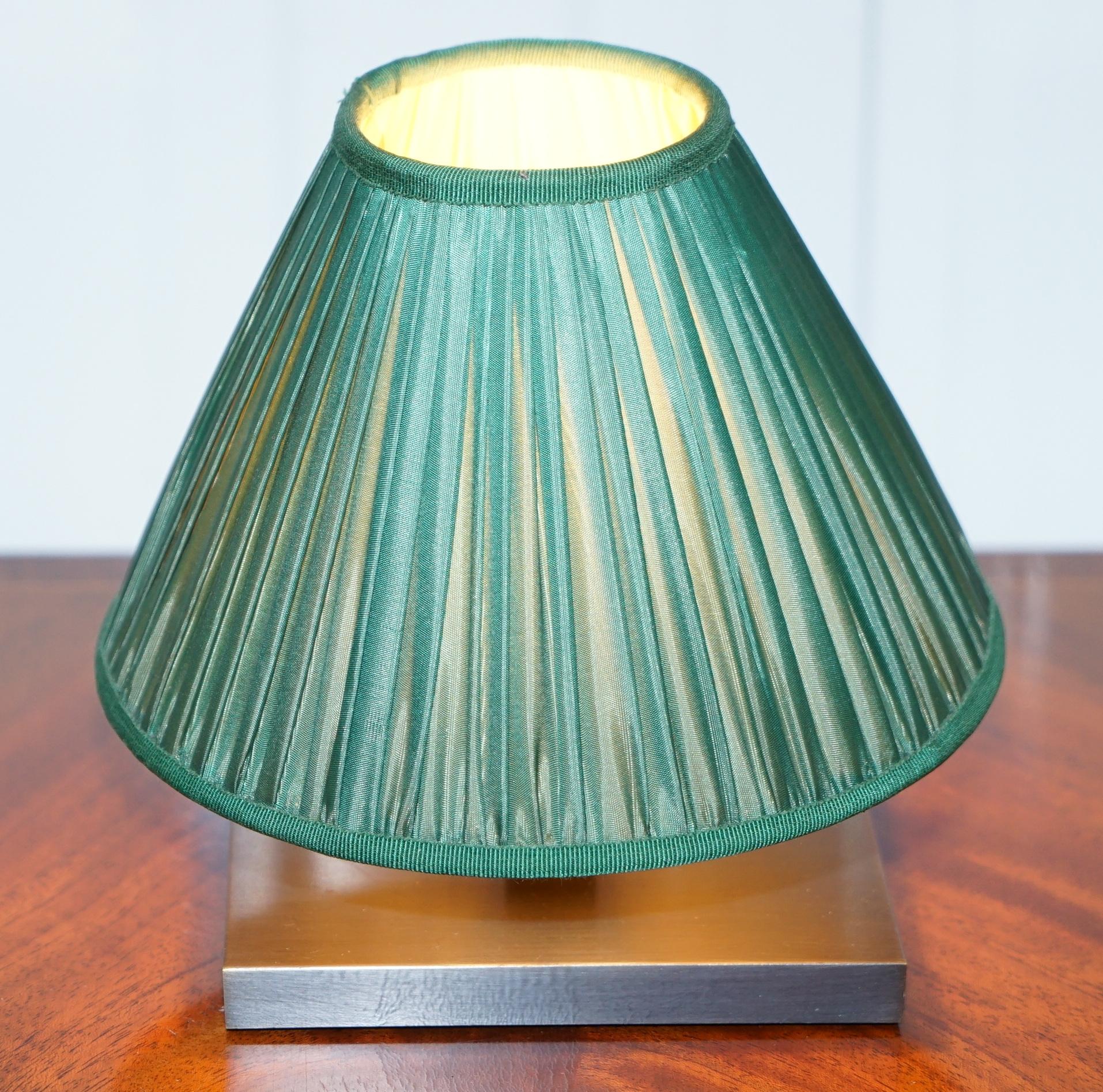 20th Century Lovely Small Table Lamp with Cast Metal Base and Green Shade Good Light Transfer