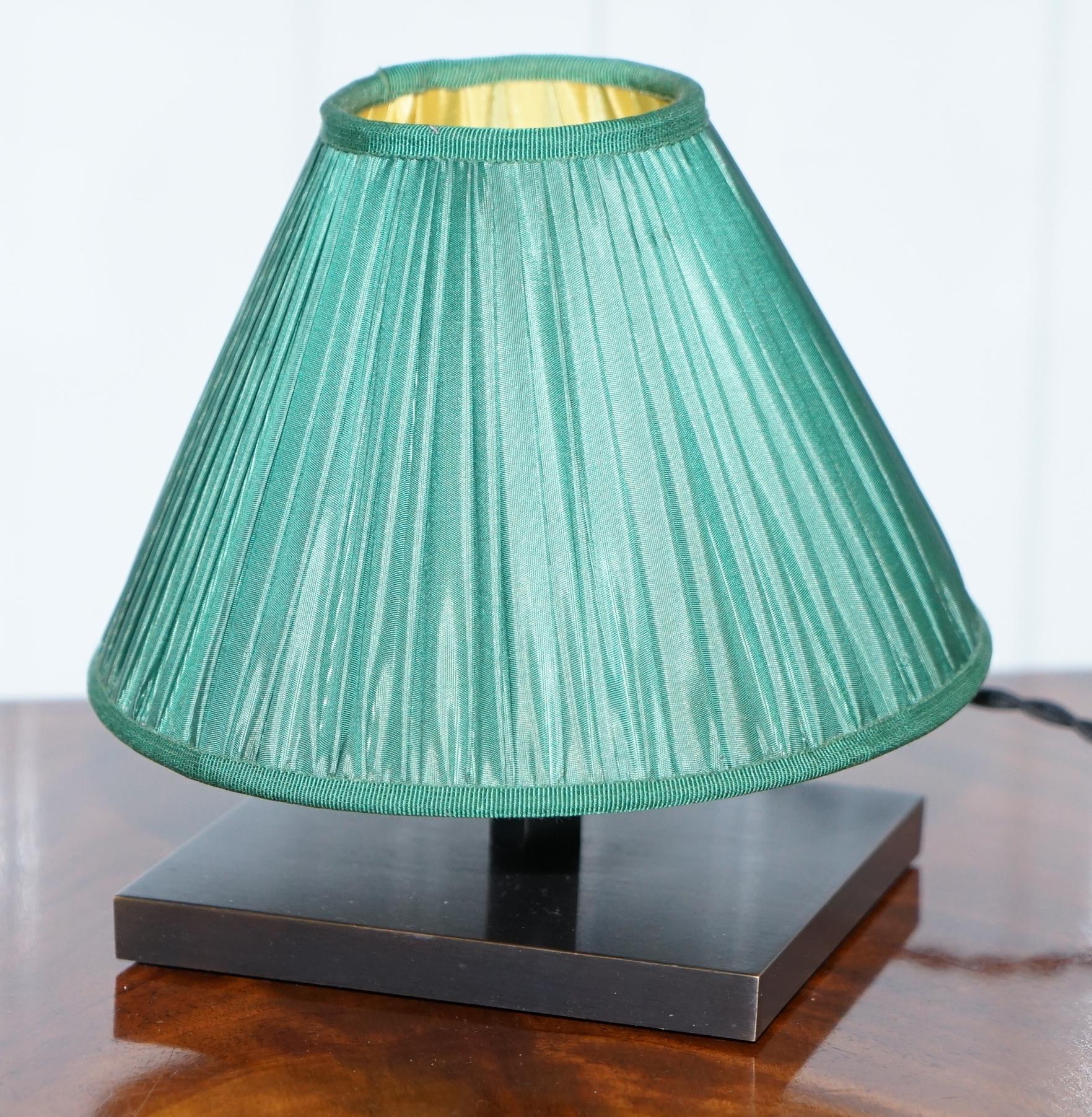 Lovely Small Table Lamp with Cast Metal Base and Green Shade Good Light Transfer 3