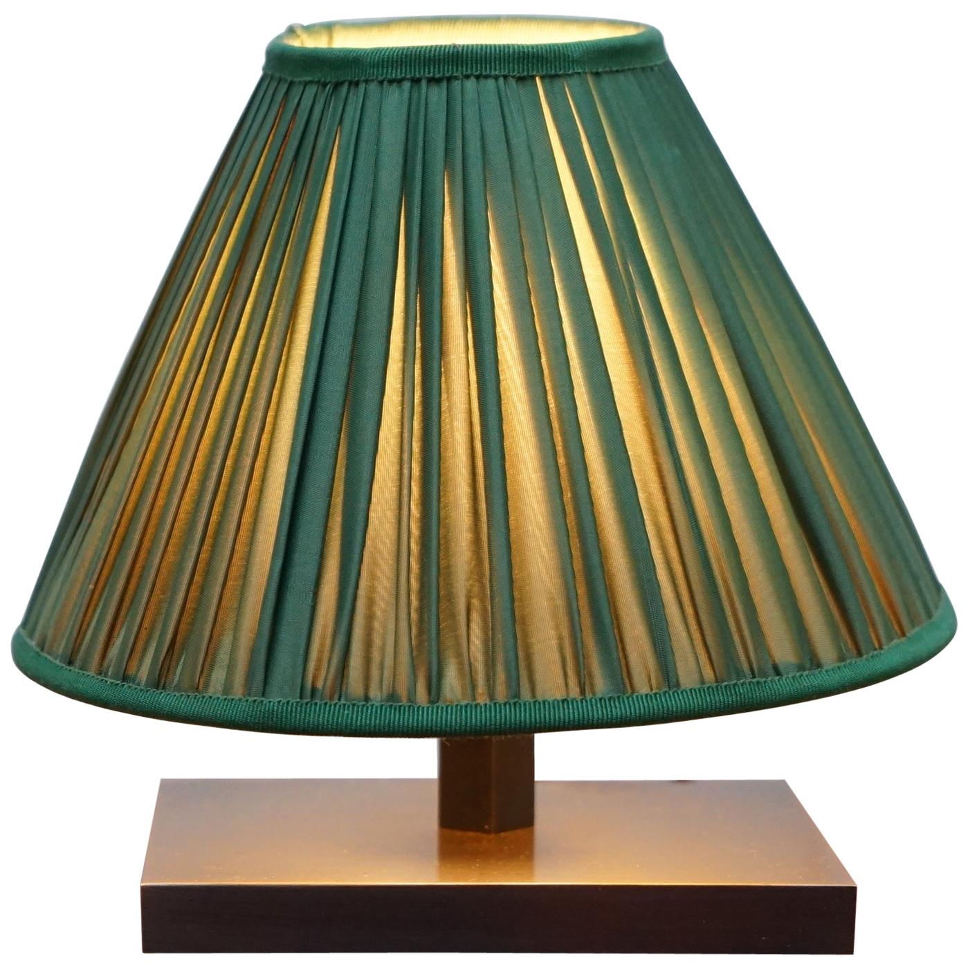 Lovely Small Table Lamp with Cast Metal Base and Green Shade Good Light Transfer