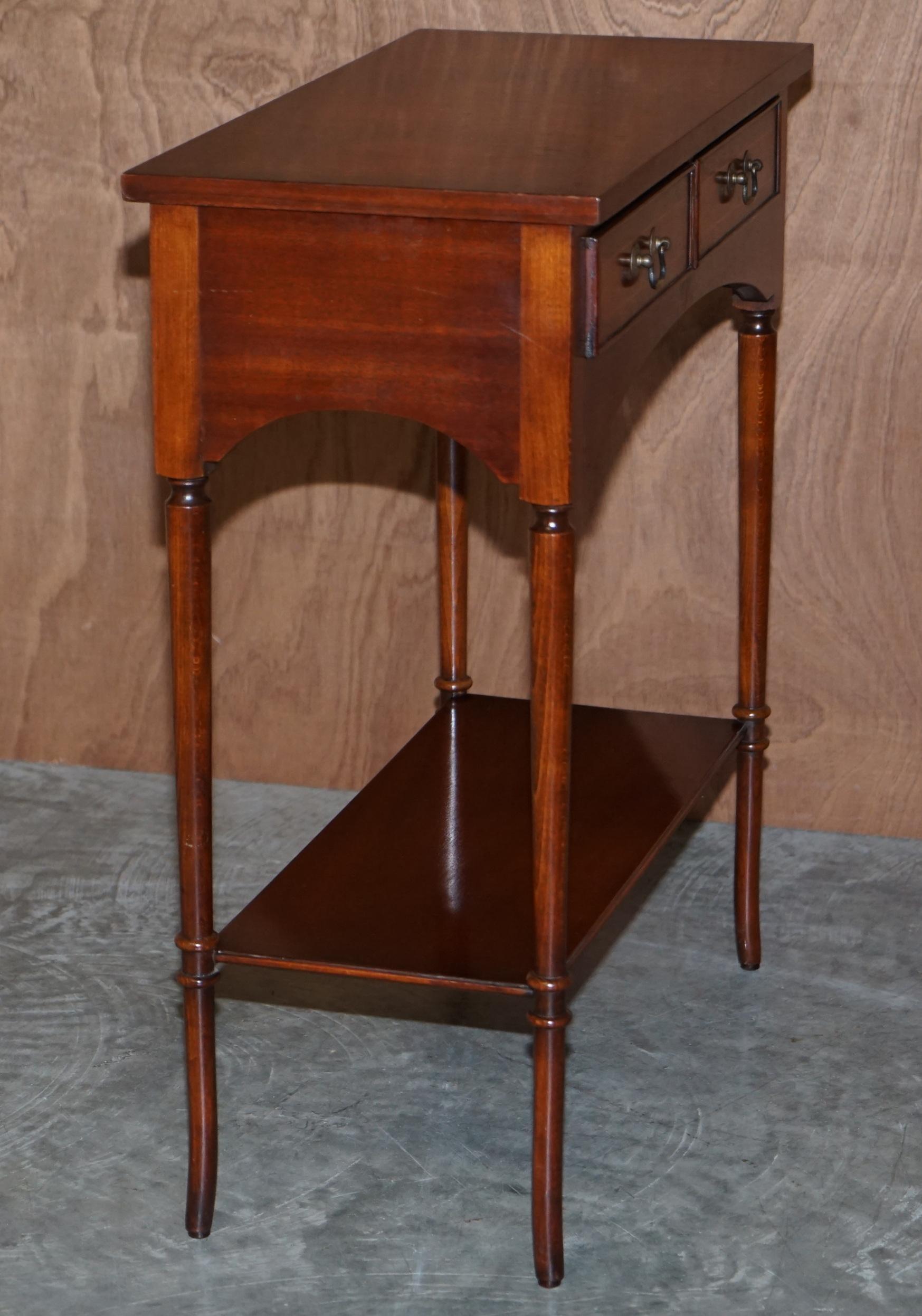 Lovely Small Two Drawer Bradley Furniture England Flamed Mahogany Console Table 3