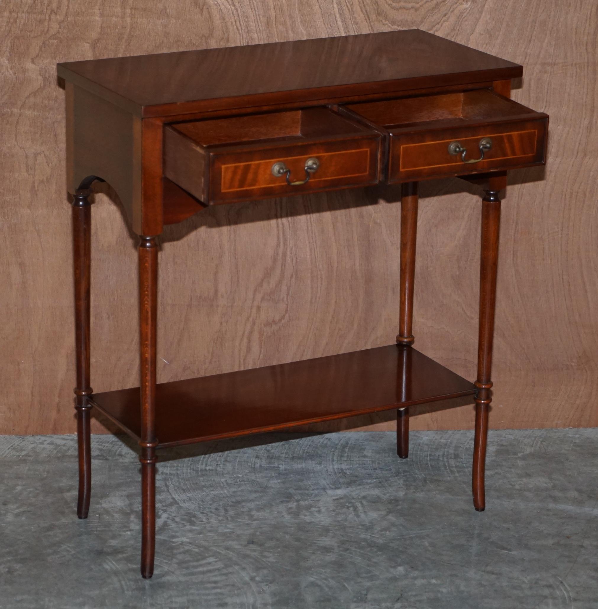 Lovely Small Two Drawer Bradley Furniture England Flamed Mahogany Console Table 6