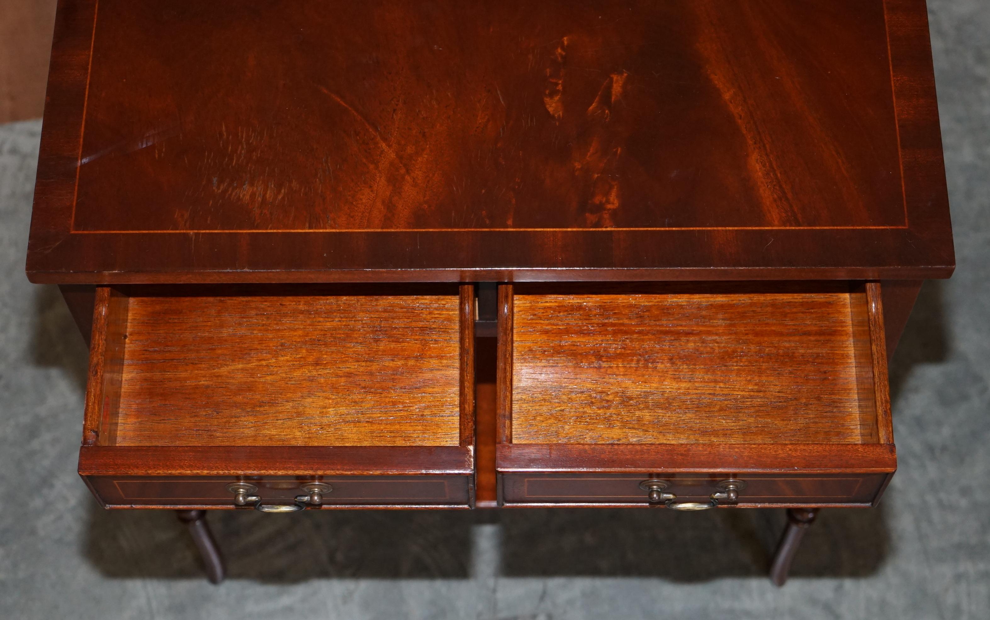Lovely Small Two Drawer Bradley Furniture England Flamed Mahogany Console Table 7