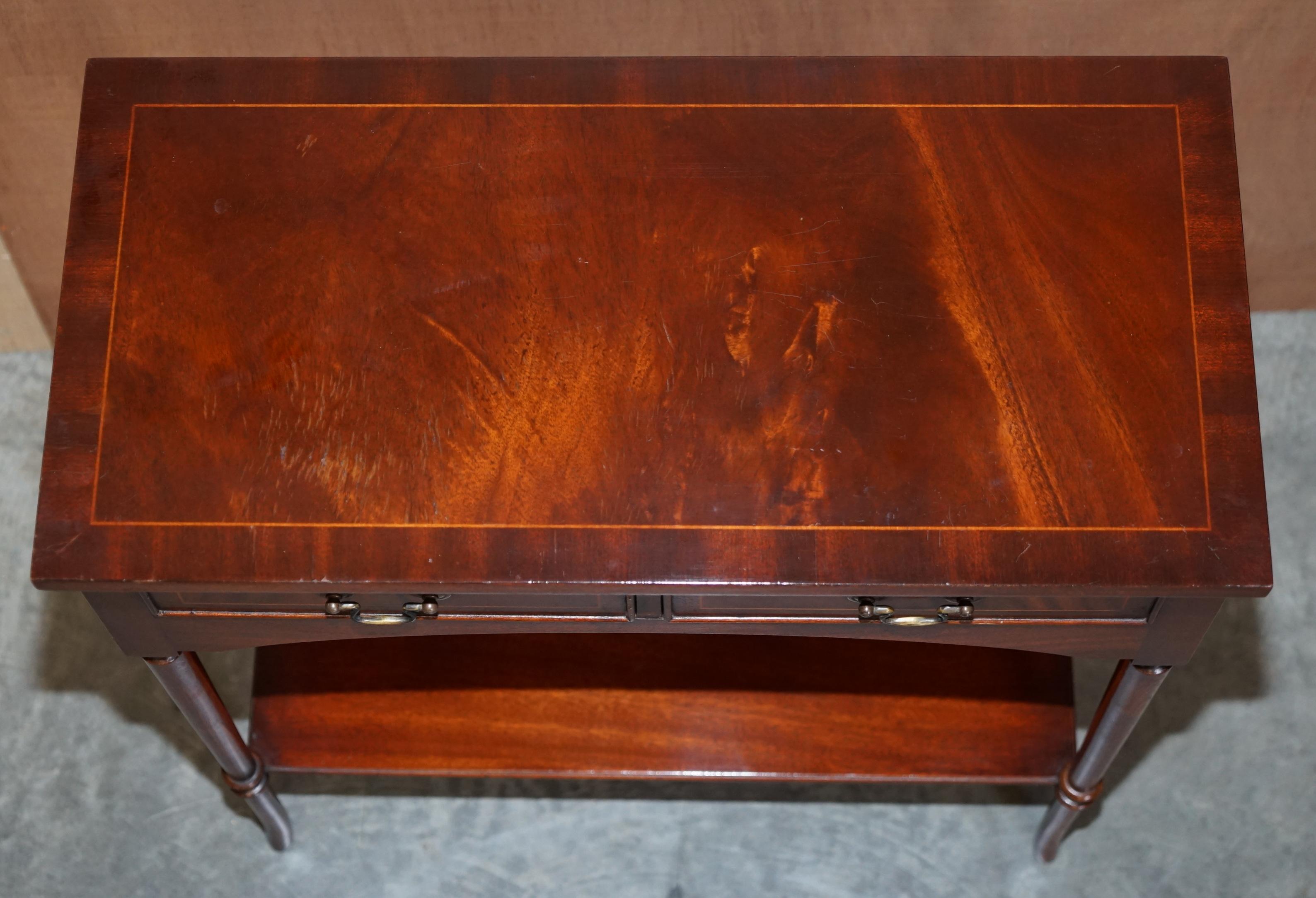 Victorian Lovely Small Two Drawer Bradley Furniture England Flamed Mahogany Console Table