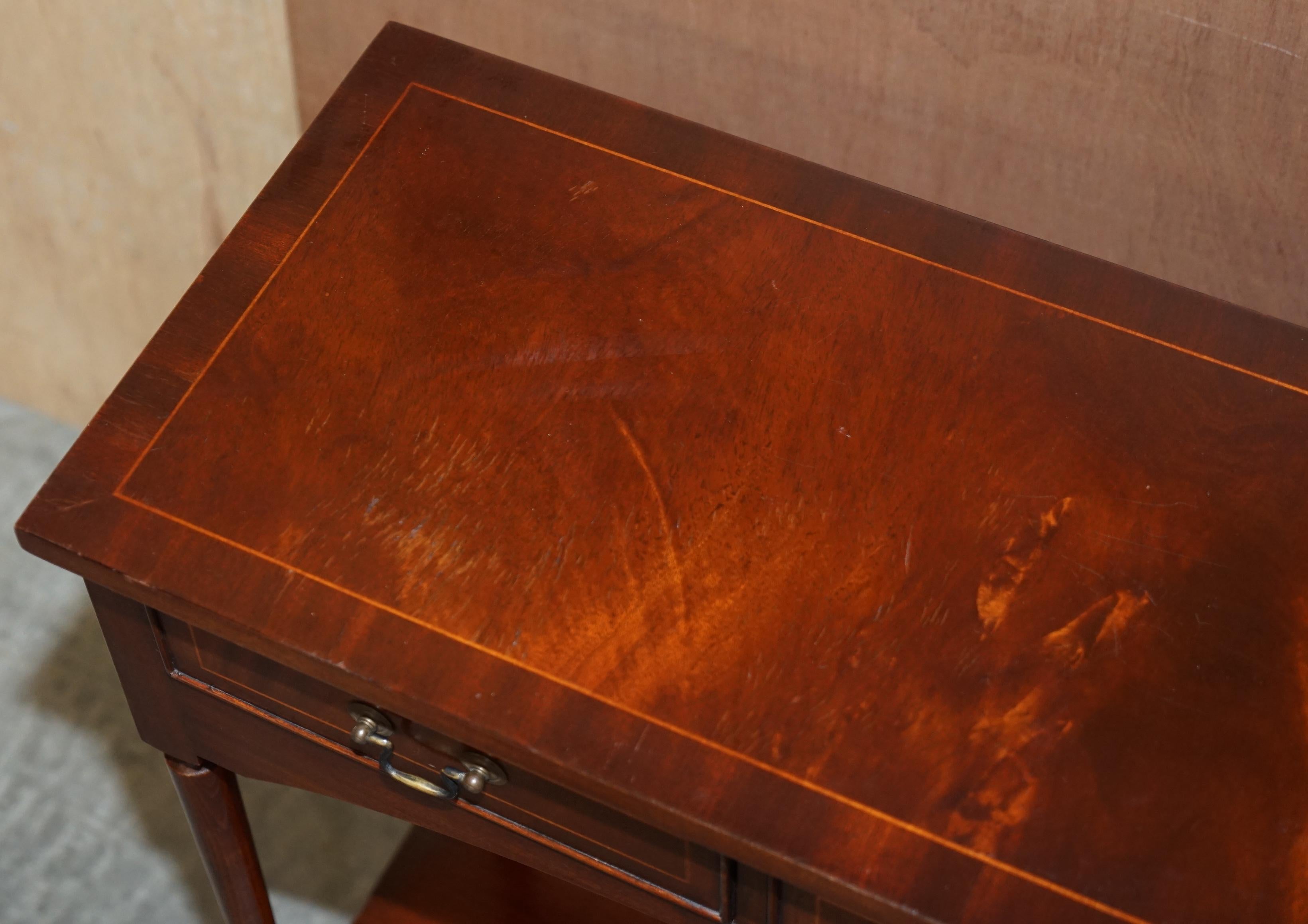English Lovely Small Two Drawer Bradley Furniture England Flamed Mahogany Console Table