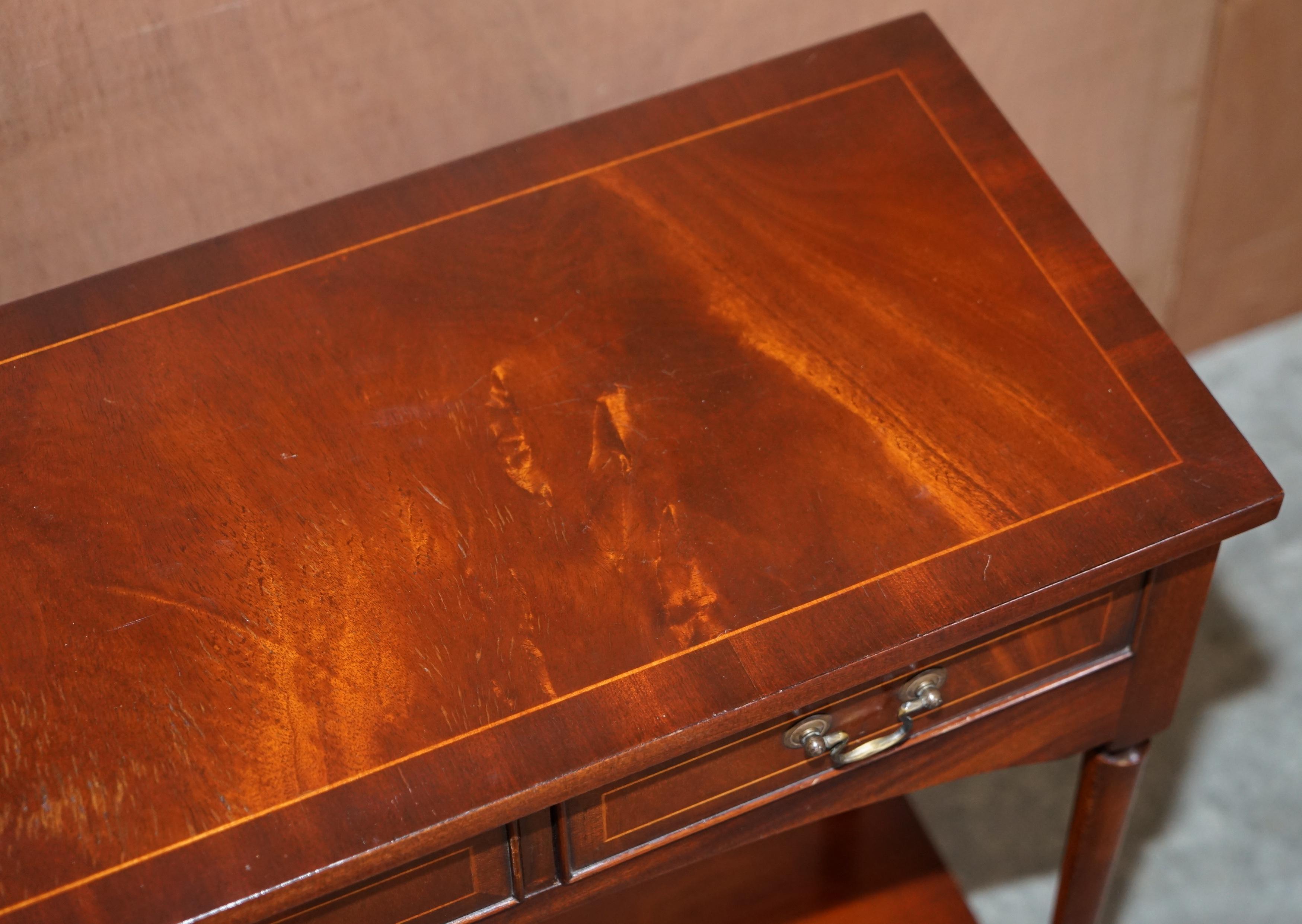 Hand-Crafted Lovely Small Two Drawer Bradley Furniture England Flamed Mahogany Console Table