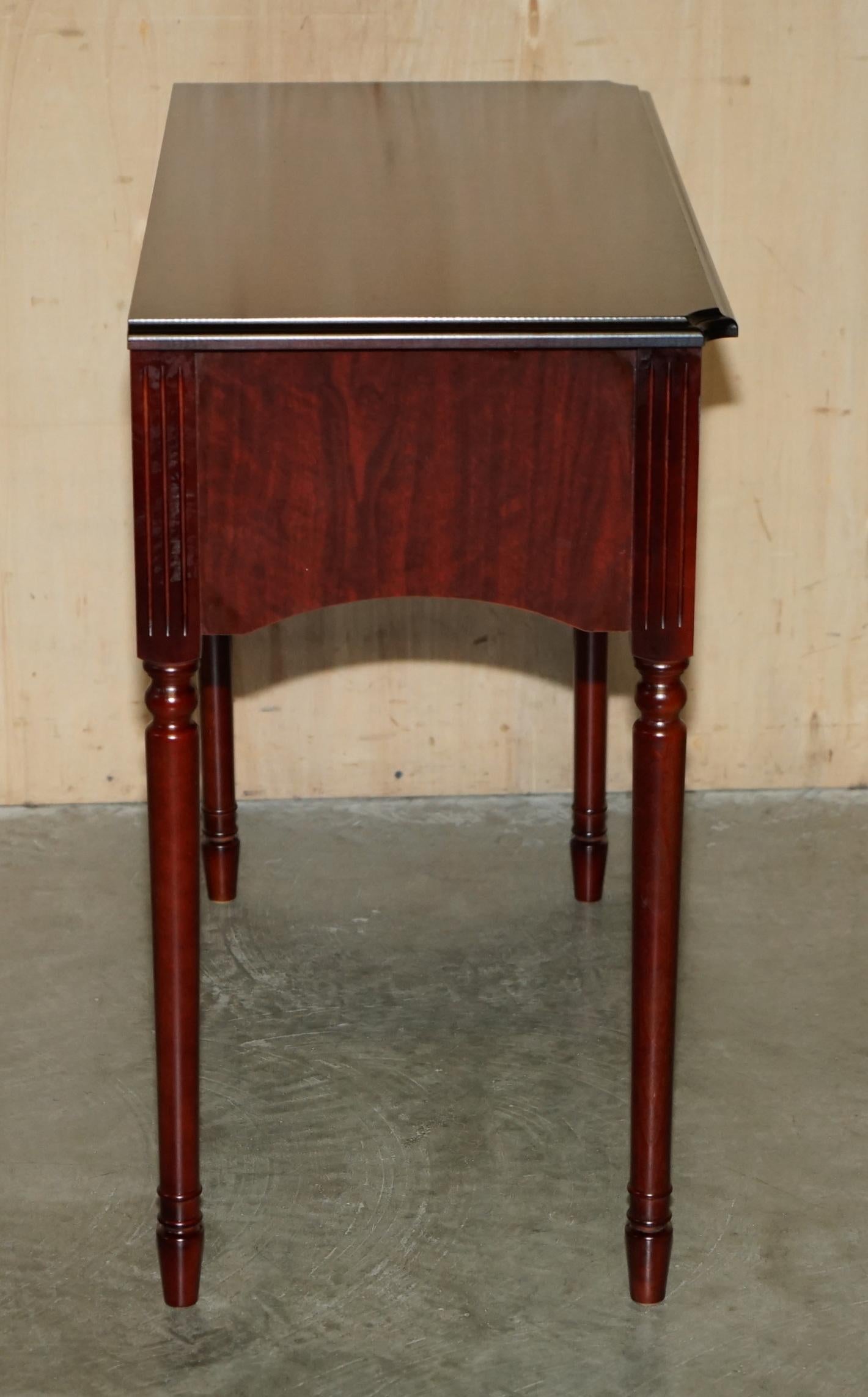 LOVELY SMALL TWO DRAWER SIDE CONSOLE TABLE WITH HARDWOOD STYLE FINiSH For Sale 3