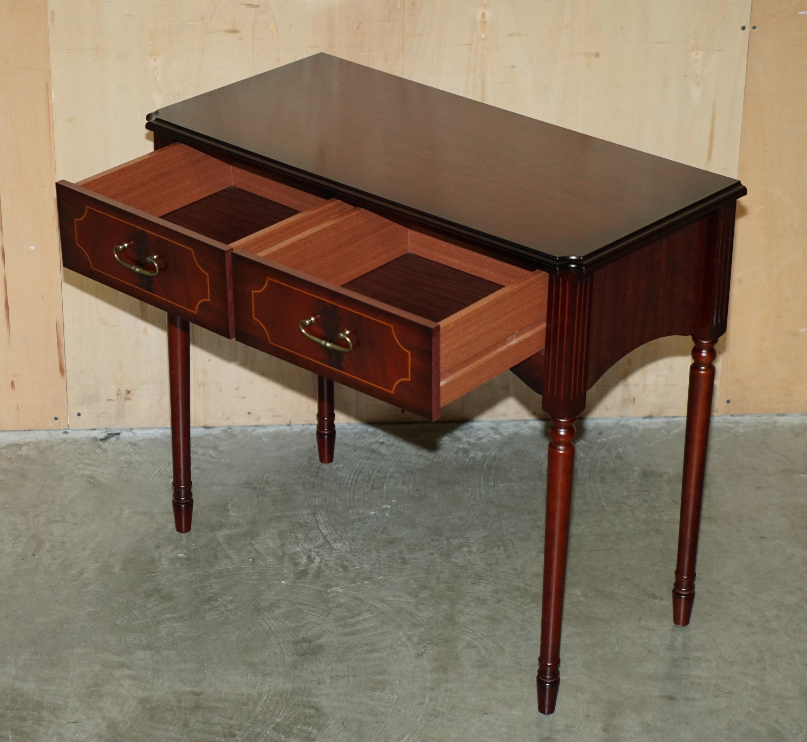 LOVELY SMALL TWO DRAWER SIDE CONSOLE TABLE WITH HARDWOOD STYLE FINiSH For Sale 8