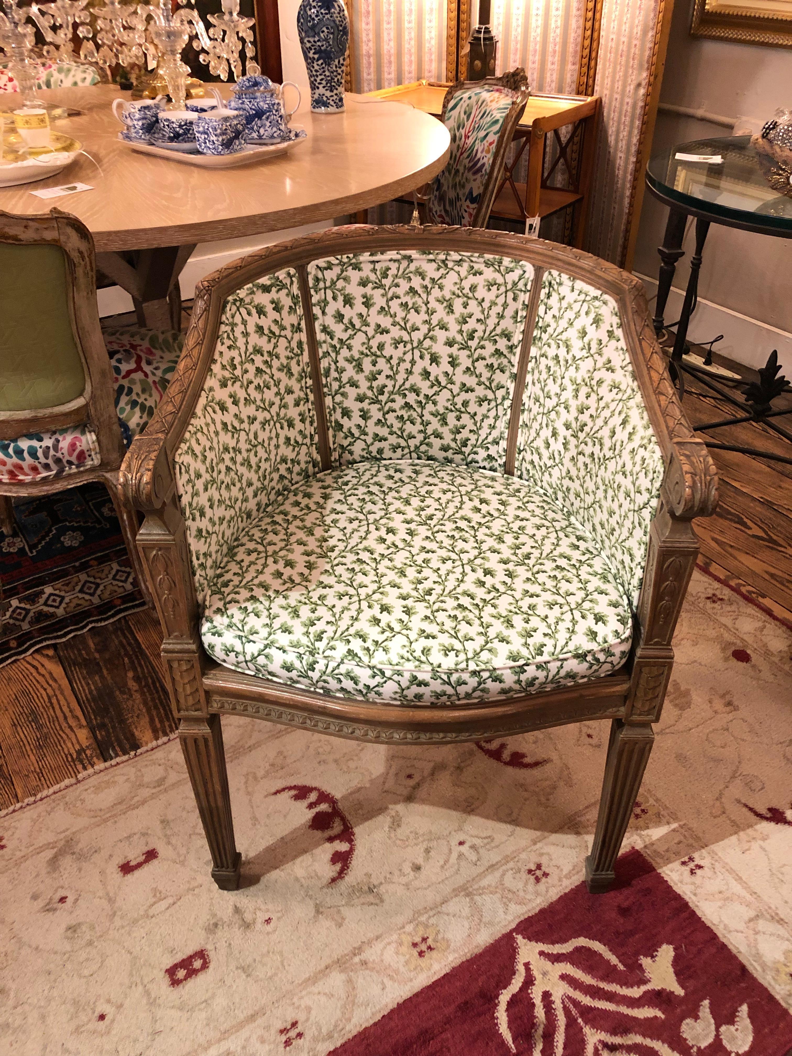 Lovely Small Vintage Occasional Curved Chair with Caned Seat 1