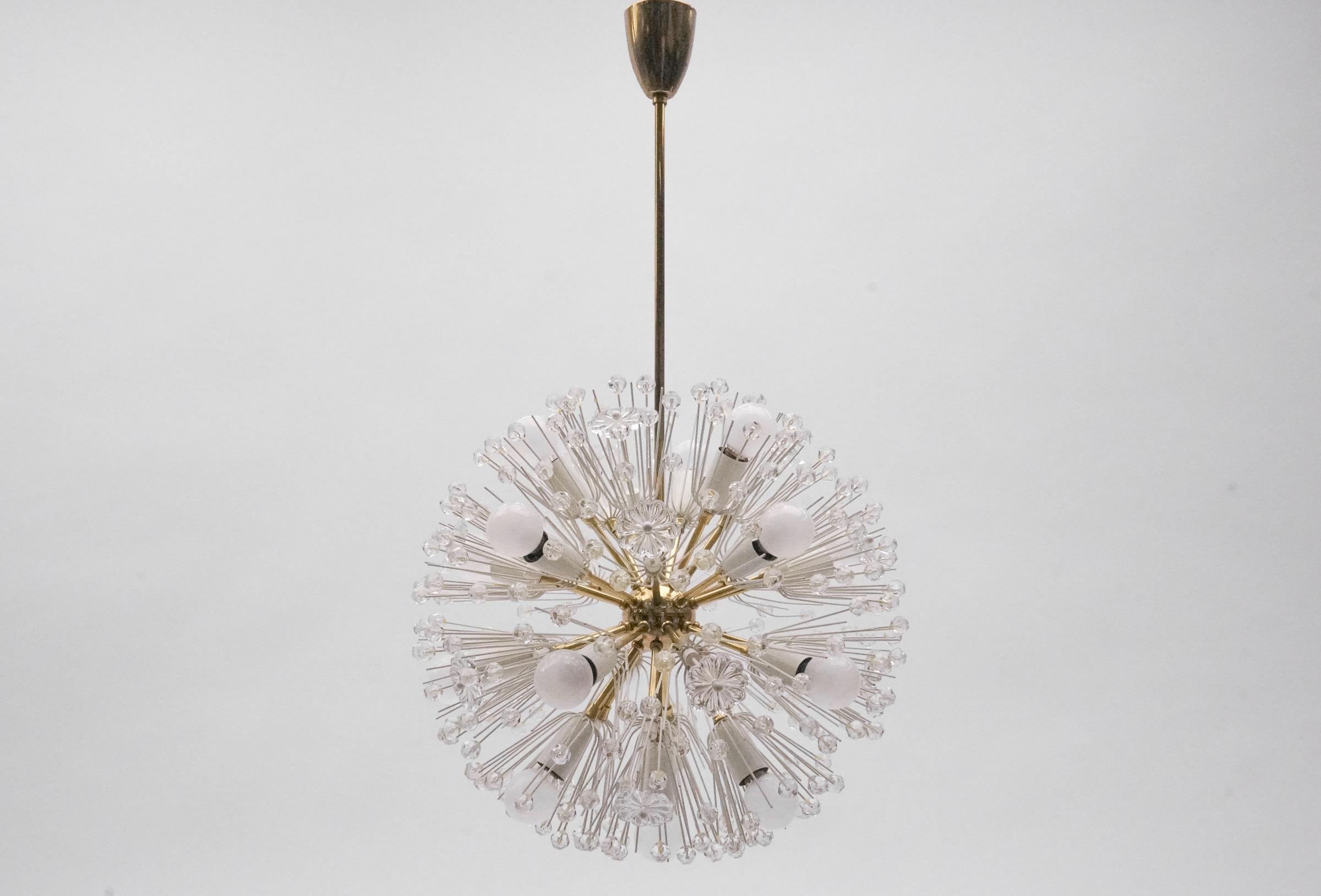Austrian Lovely Snowflake Lamp by Emil Stejnar for Rupert Nikoll, 1950s, Austria For Sale