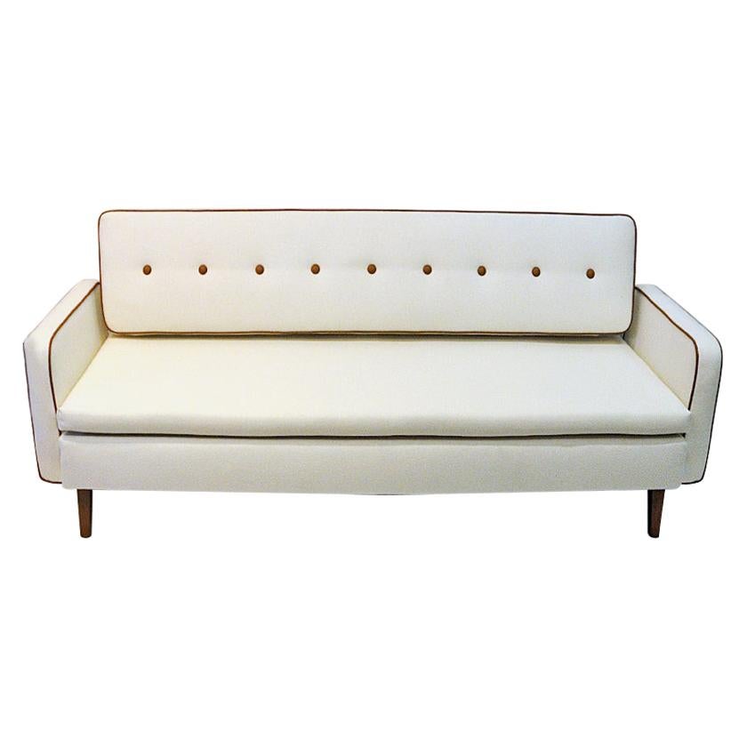 Lovely Sofa and Daybed of White Wool by Ire Möbler, 1950s, Sweden For Sale