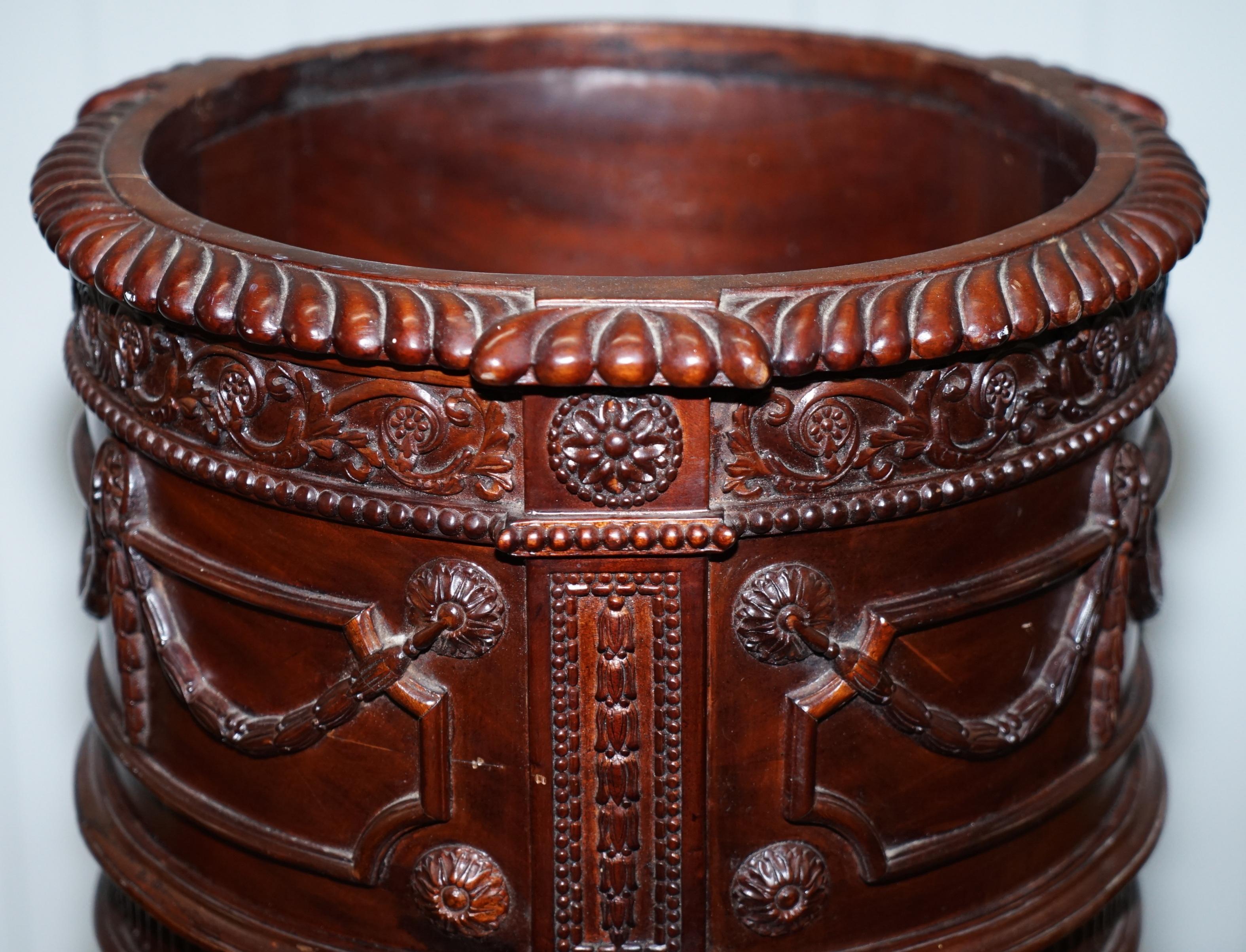 Lovely Solid Mahogany French Imperial Style Plant Pot Ornate Detailing All over 4