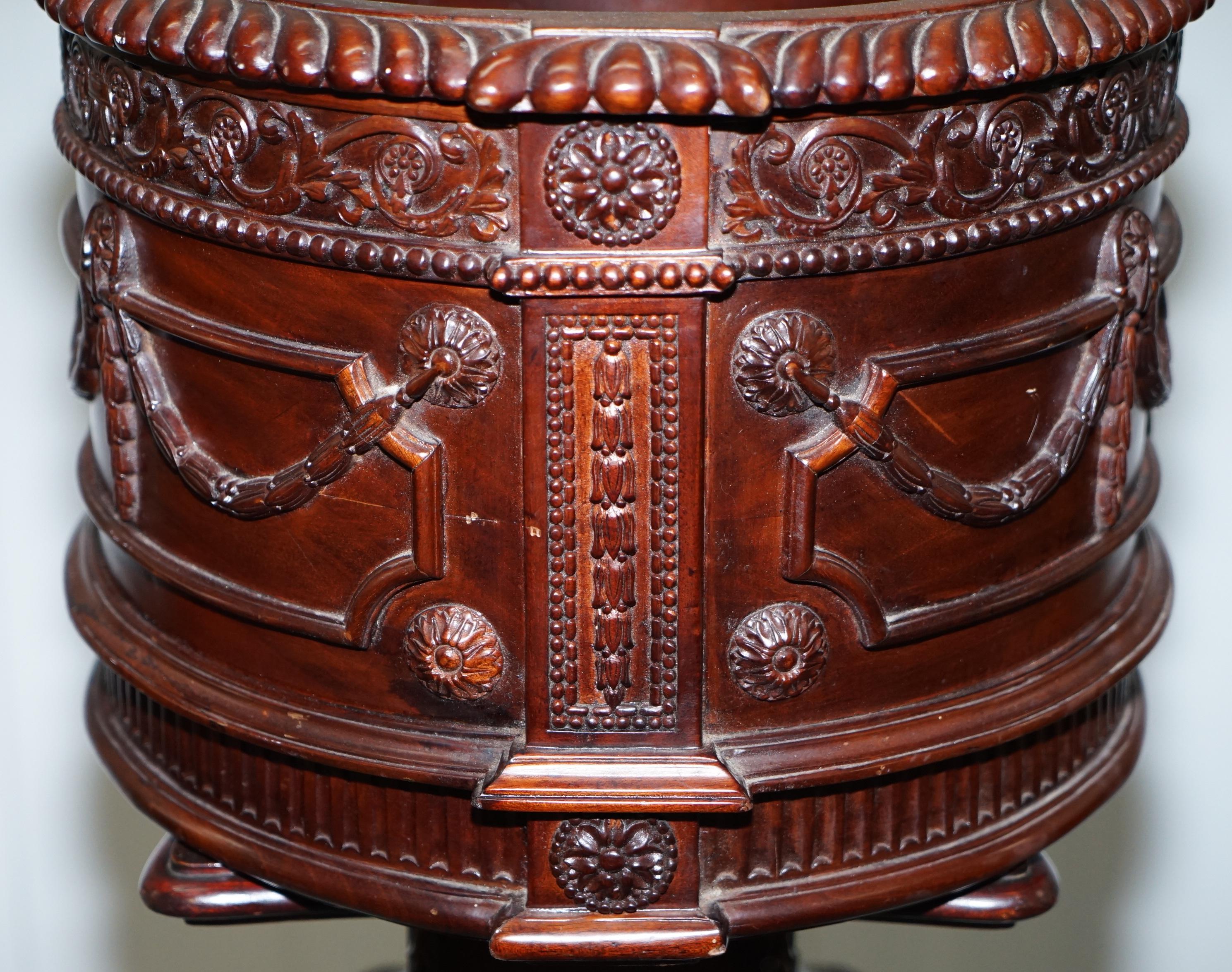 Lovely Solid Mahogany French Imperial Style Plant Pot Ornate Detailing All over 5