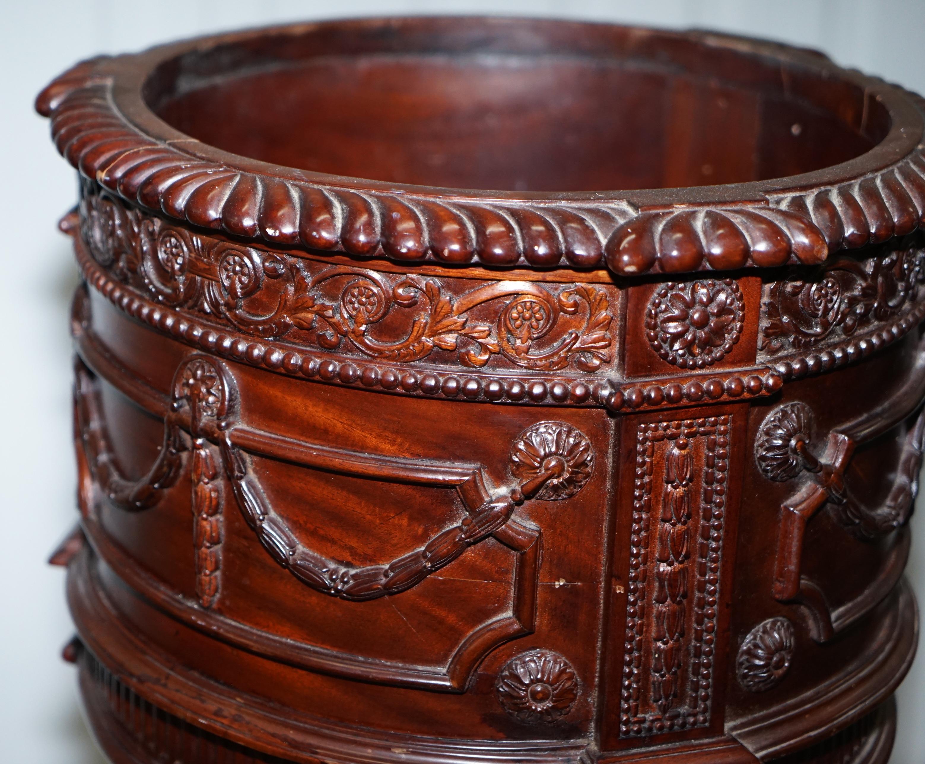 Lovely Solid Mahogany French Imperial Style Plant Pot Ornate Detailing All over 7