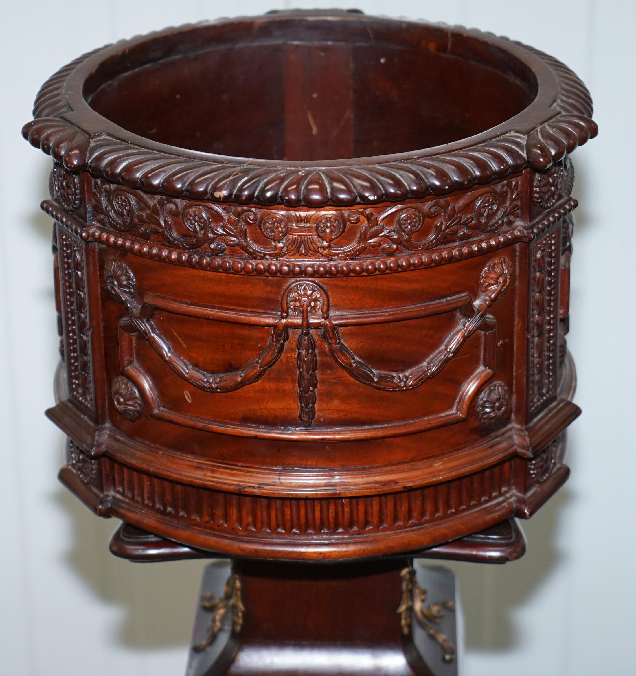 Unknown Lovely Solid Mahogany French Imperial Style Plant Pot Ornate Detailing All over