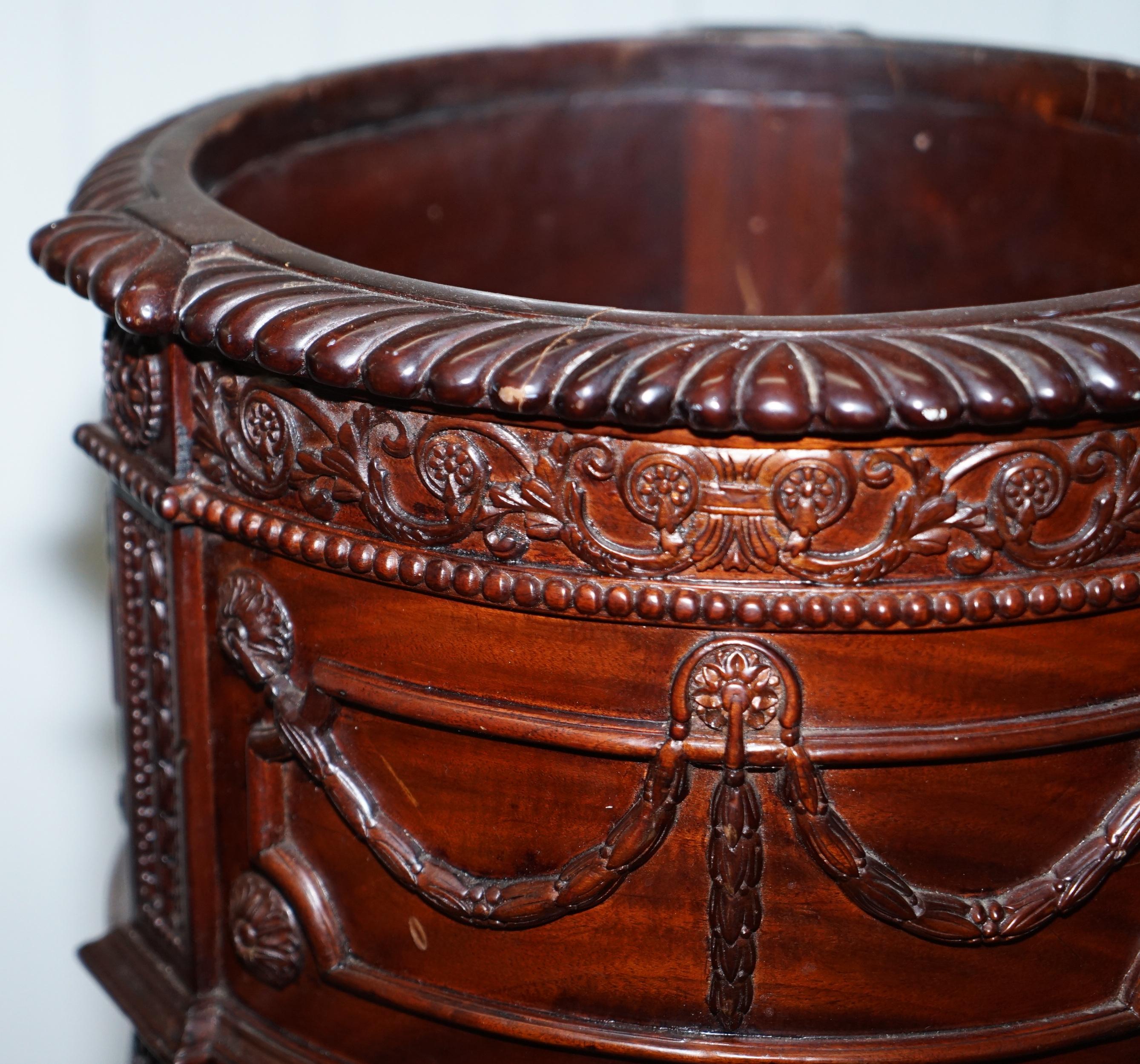 20th Century Lovely Solid Mahogany French Imperial Style Plant Pot Ornate Detailing All over