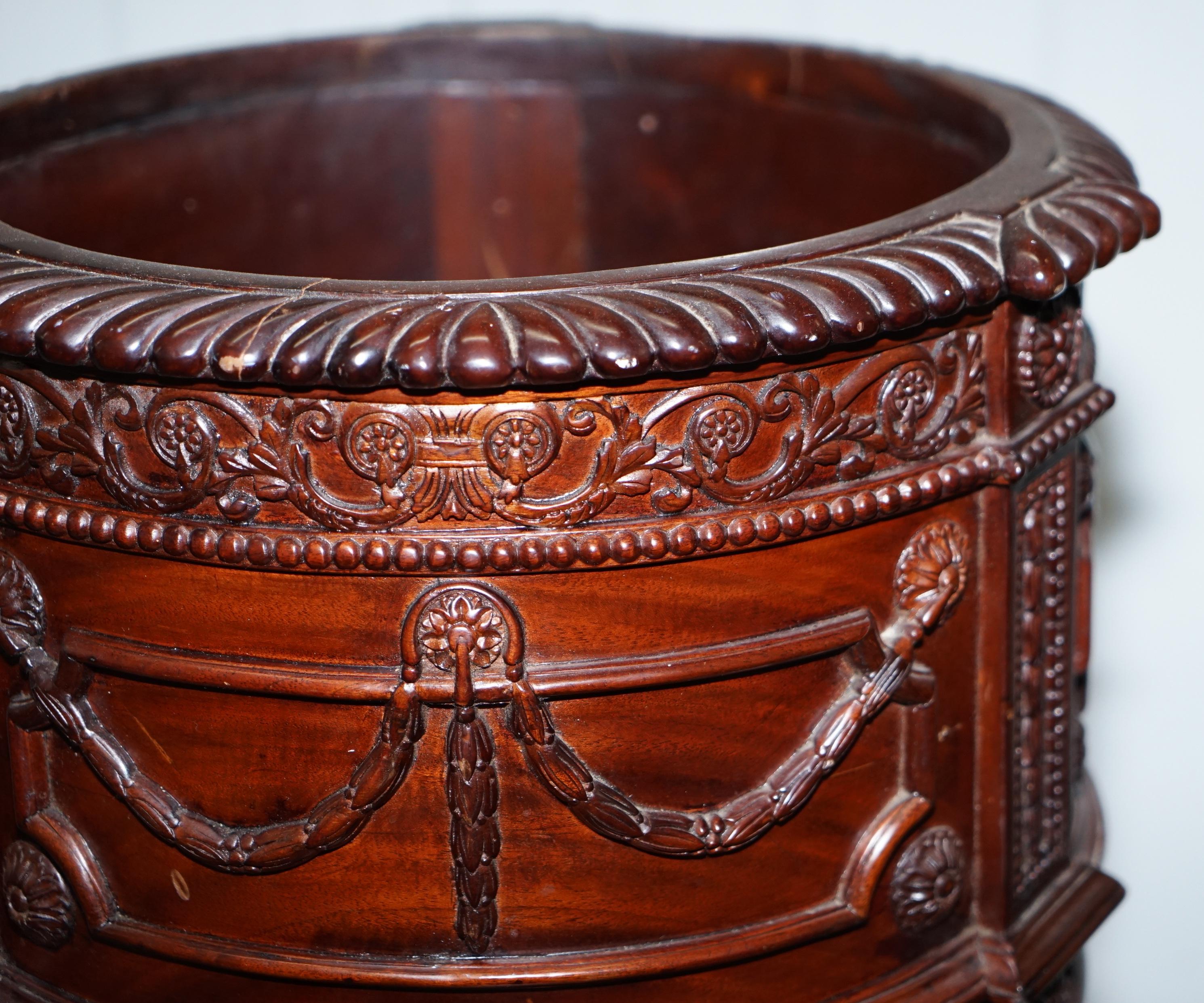 Lovely Solid Mahogany French Imperial Style Plant Pot Ornate Detailing All over 1