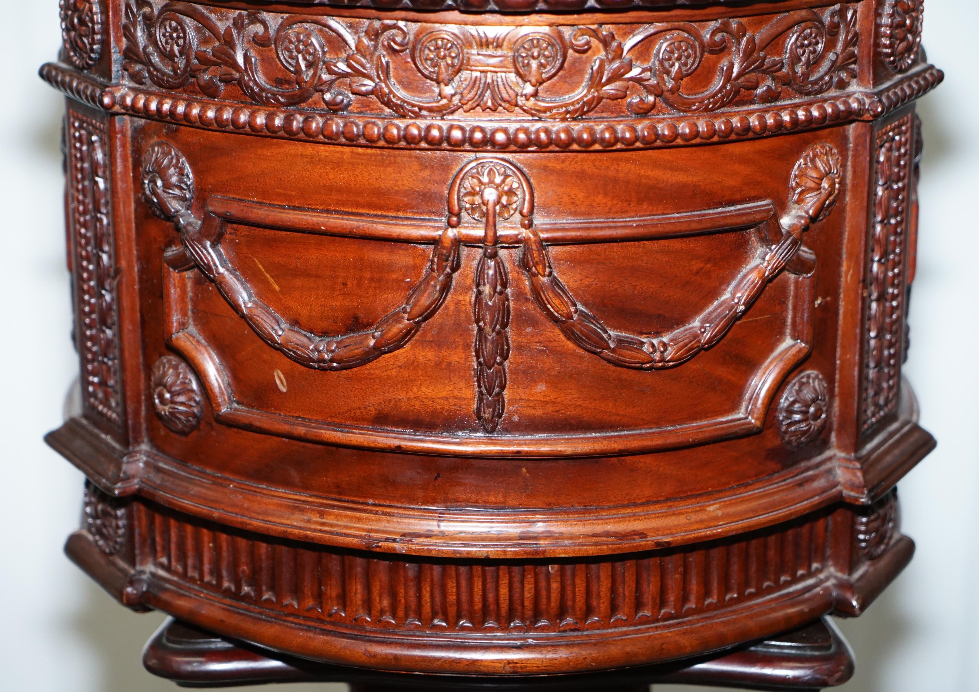 Lovely Solid Mahogany French Imperial Style Plant Pot Ornate Detailing All over 2