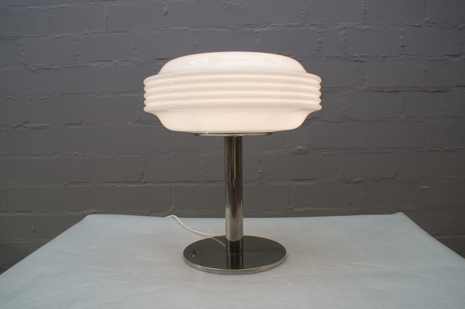 Opaline Glass Lovely Space Age Table Lamp by Temde Leuchten, Switzerland, 1970s For Sale