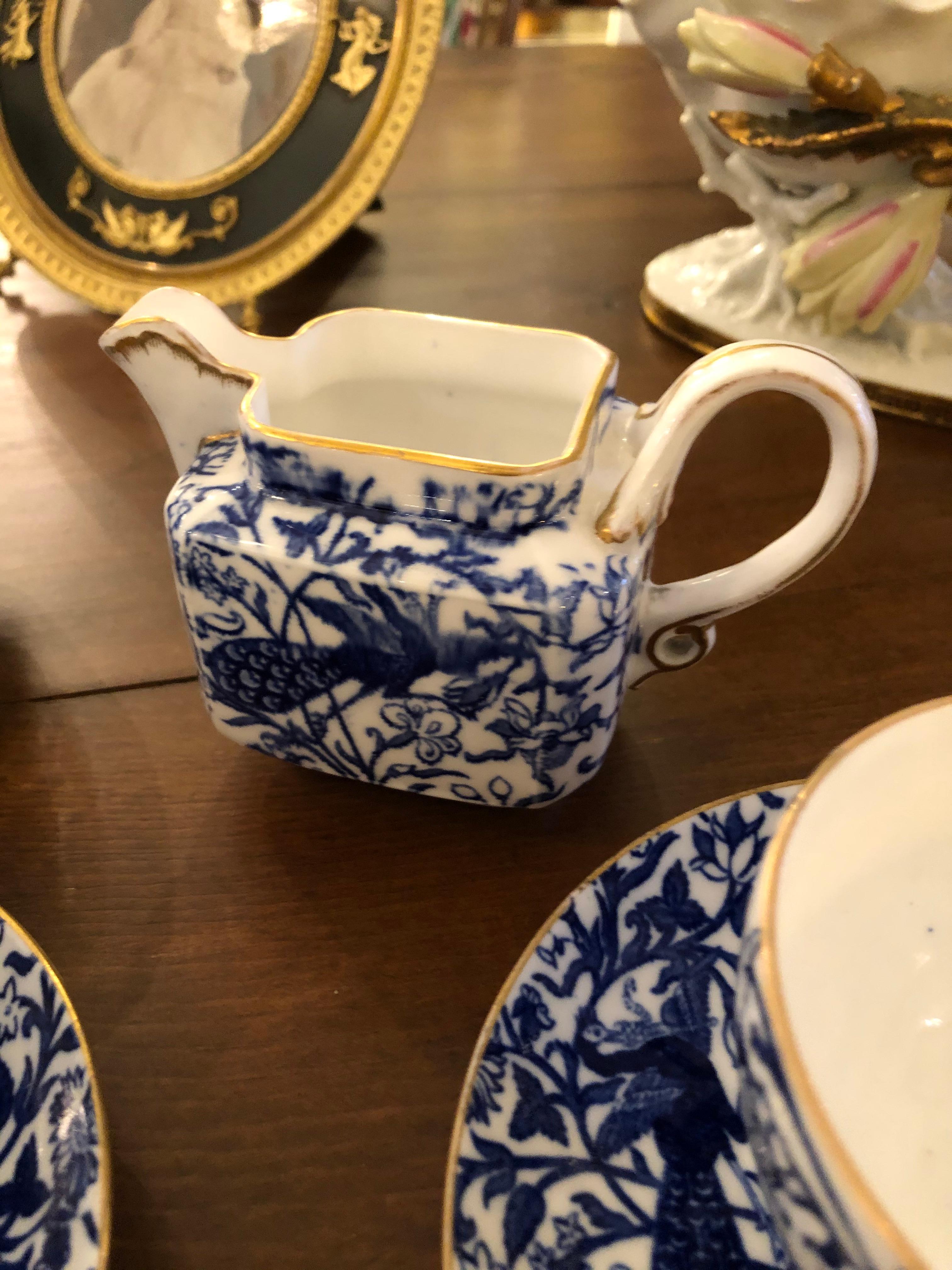 Lovely Staffordshire Peacock Pattern English Tea Set In Good Condition In Hopewell, NJ
