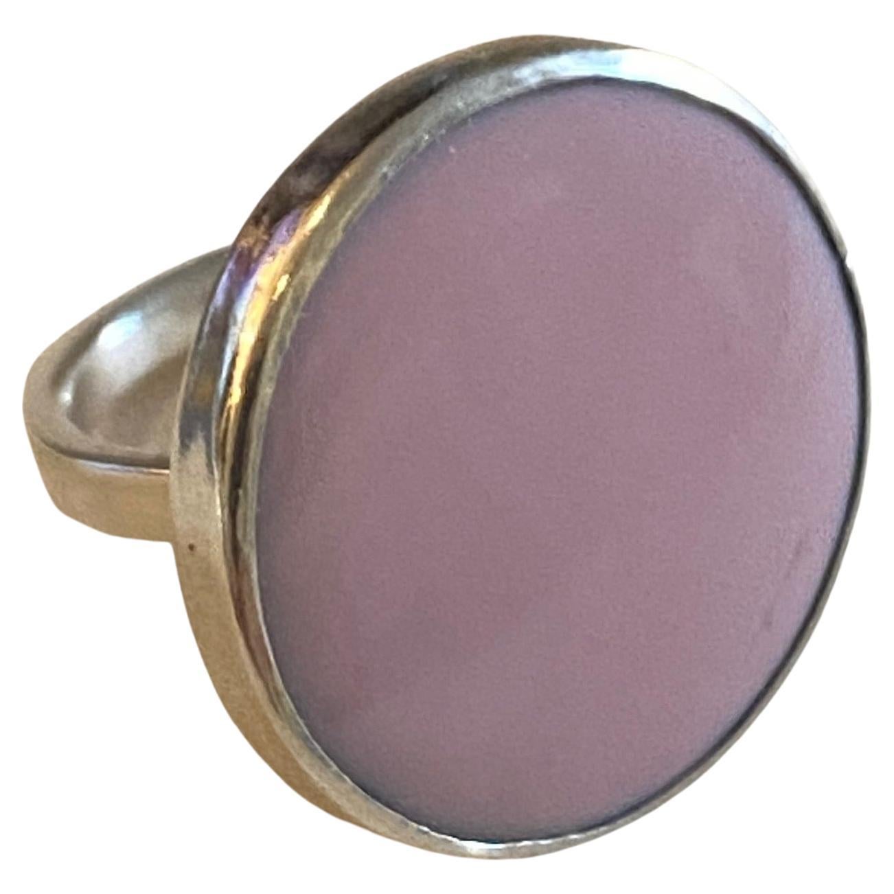 For Sale:  Lovely Sterling Silver Pale Pink Ring from April in Paris Designs
