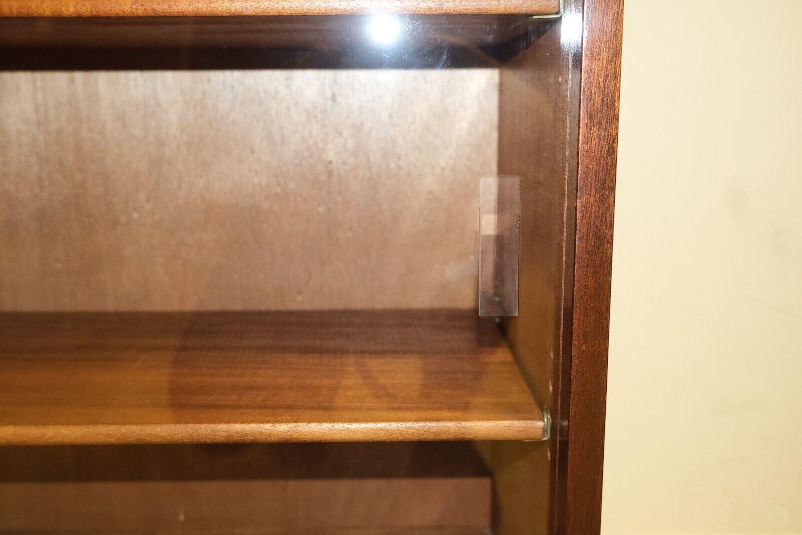 20th Century LOVELY STRONGBOW HARDWOOD DiSPLAY CABINET SLIDING GLASS DOORS ON CABRIOLE LEGS