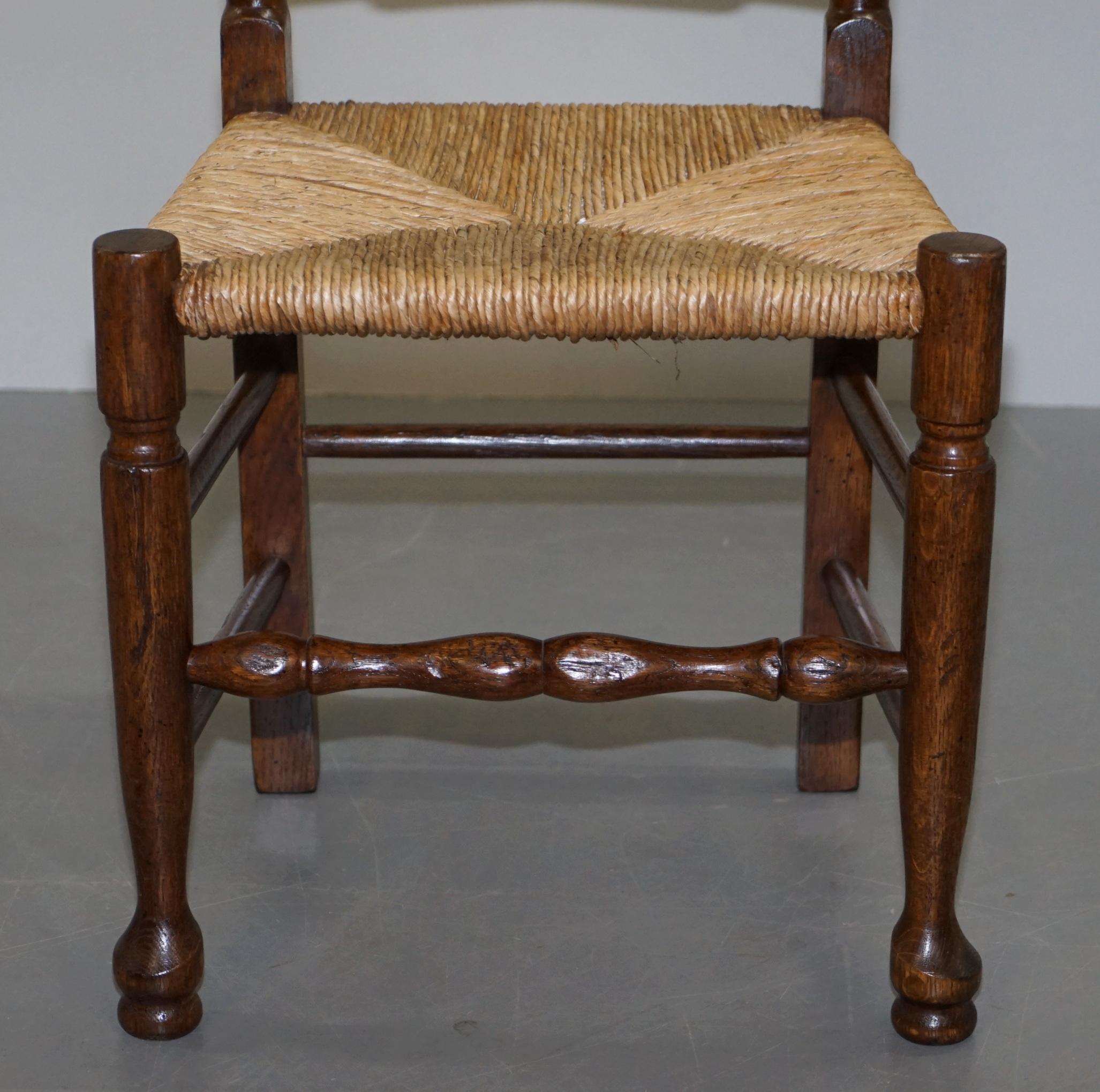 Late 19th Century Lovely Suite of Eight circa 1880 Dutch Ladder Back Oak Rush Seat Dining Chairs 8