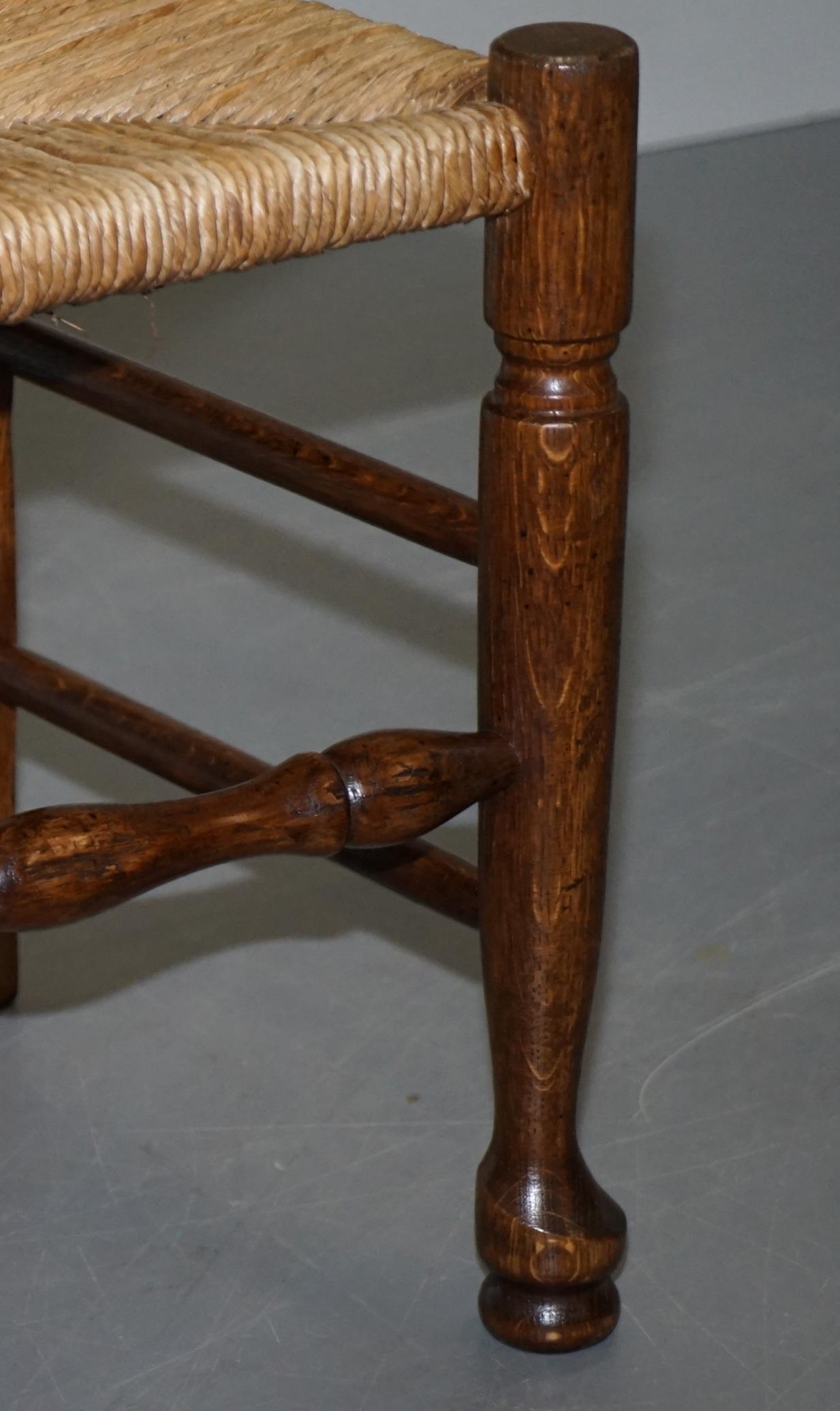 Lovely Suite of Eight circa 1880 Dutch Ladder Back Oak Rush Seat Dining Chairs 8 1