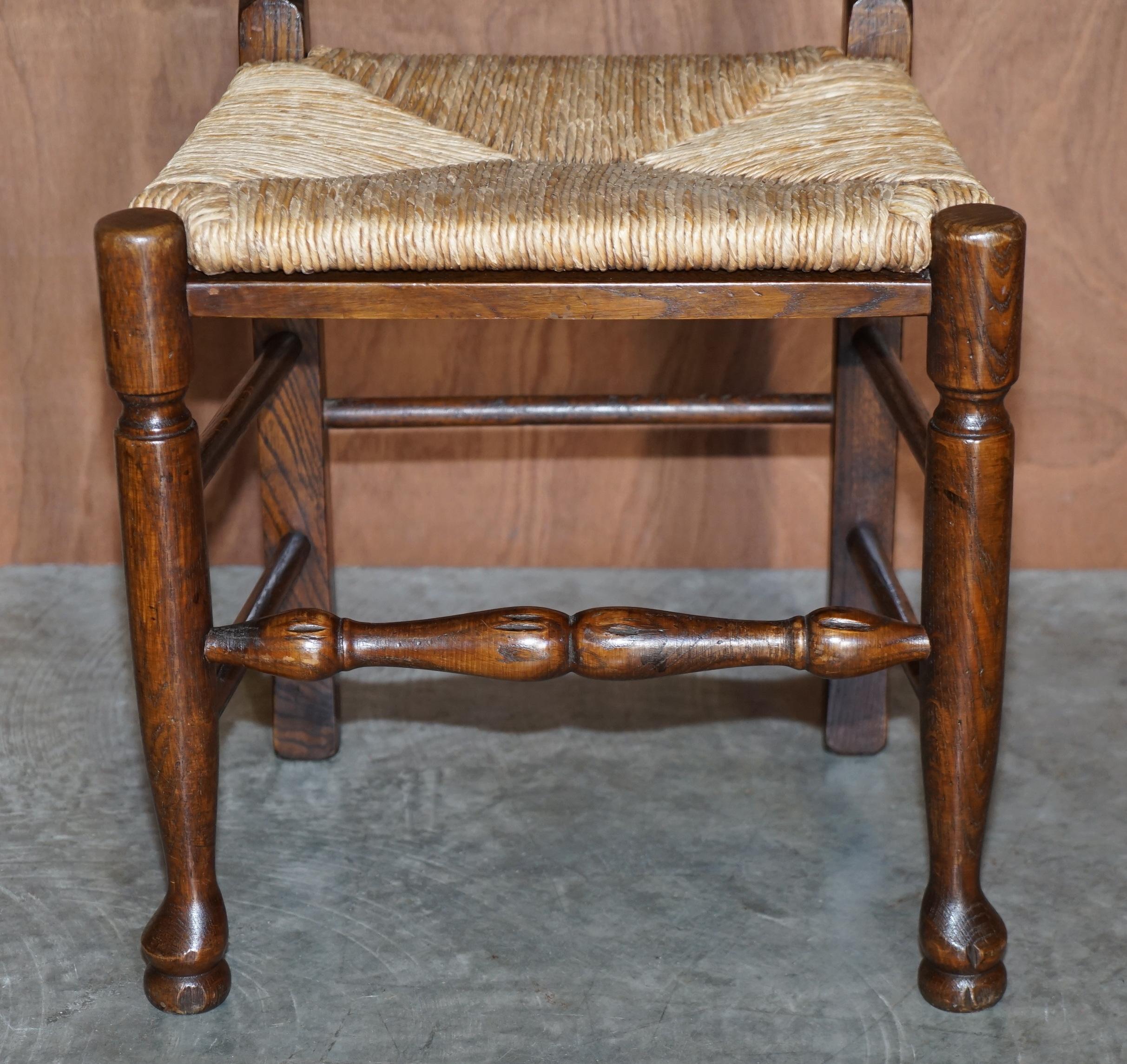 Early 20th Century Lovely Suite of Six Antique Dutch Ladder Back Oak Rush Seat Dining Chairs 6