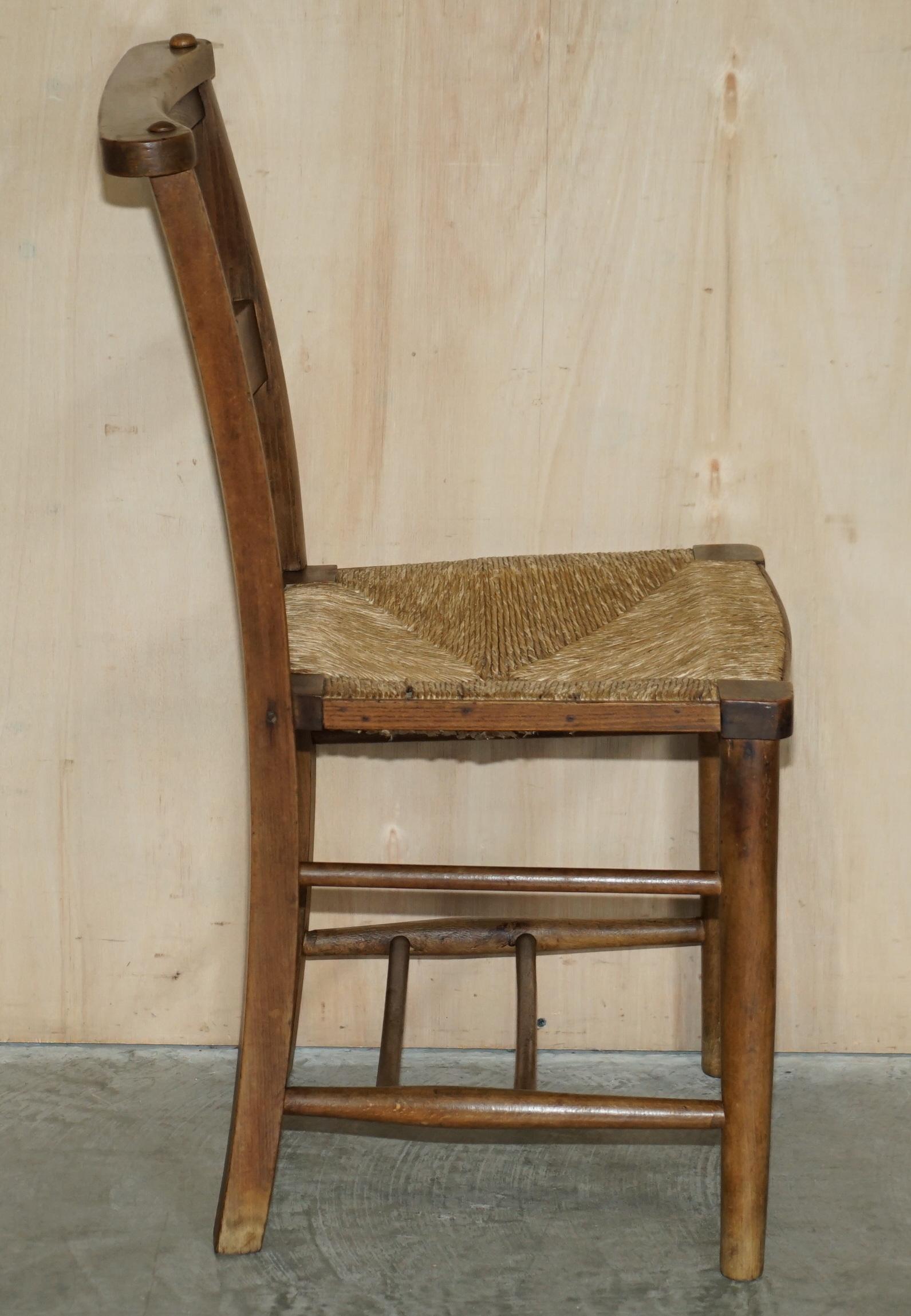 Lovely Suite of Six circa 1860 Dutch Ladder Back Oak Rush Seat Dining Chairs 6 For Sale 8