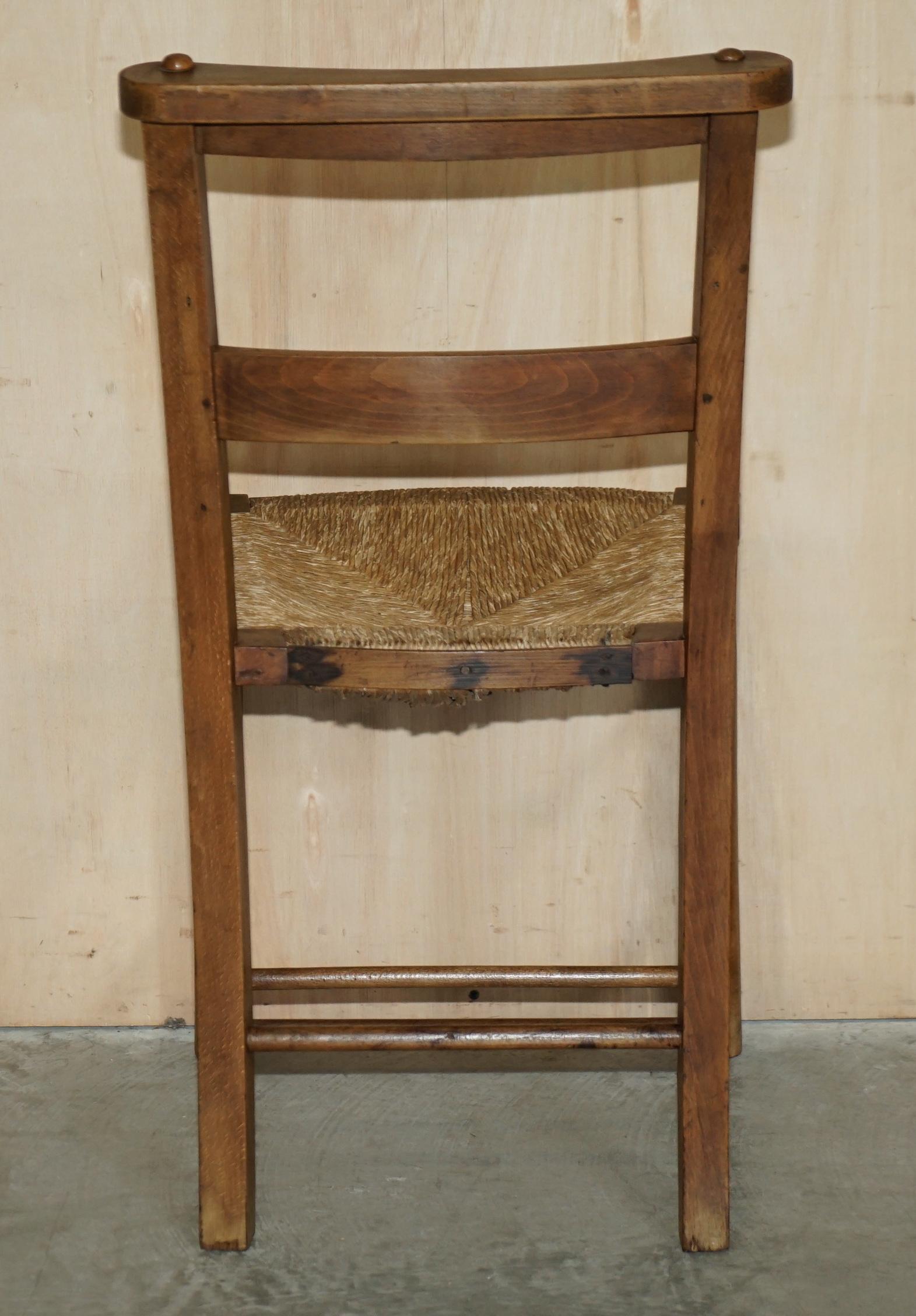 Lovely Suite of Six circa 1860 Dutch Ladder Back Oak Rush Seat Dining Chairs 6 For Sale 9