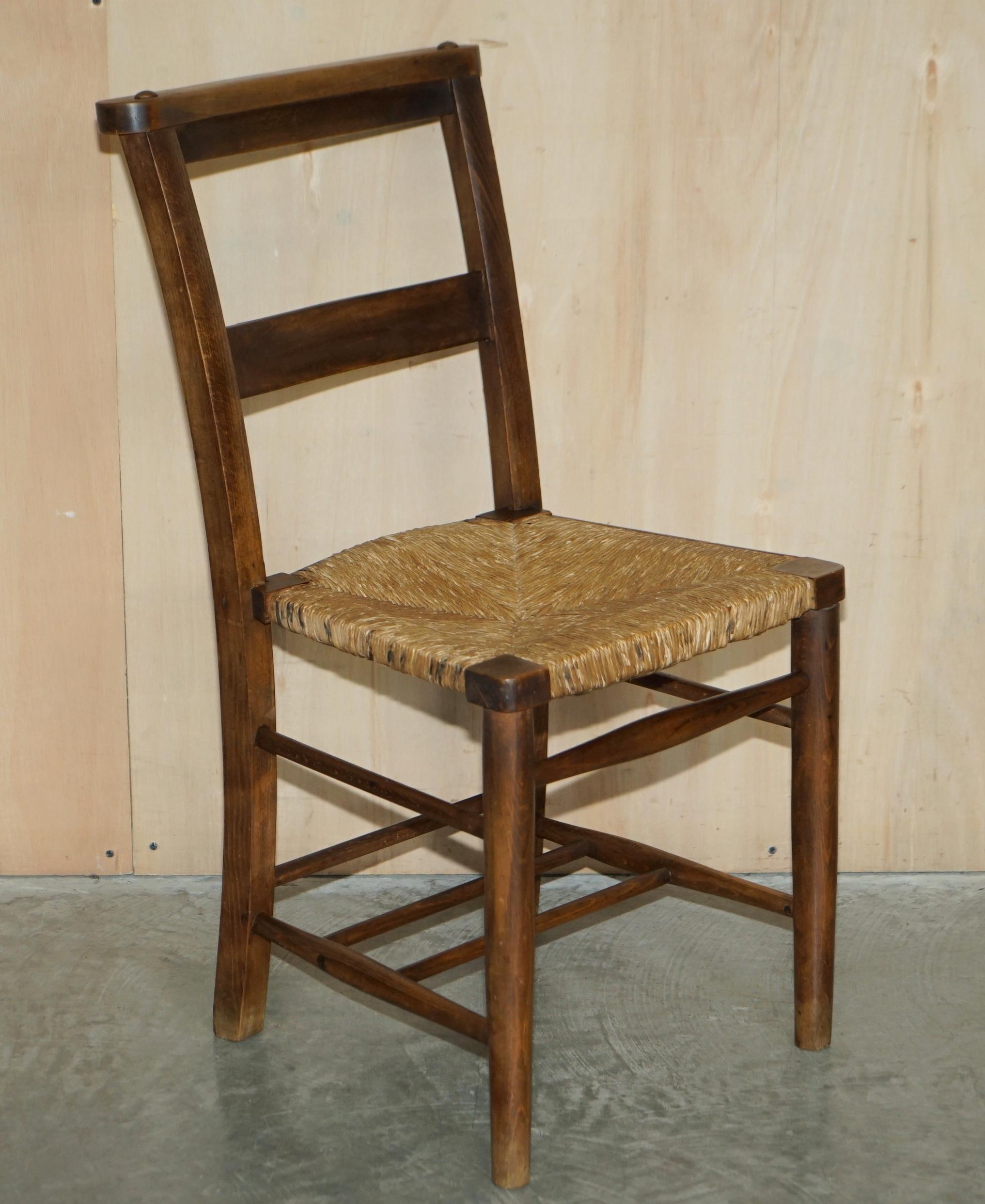 Lovely Suite of Six circa 1860 Dutch Ladder Back Oak Rush Seat Dining Chairs 6 For Sale 10