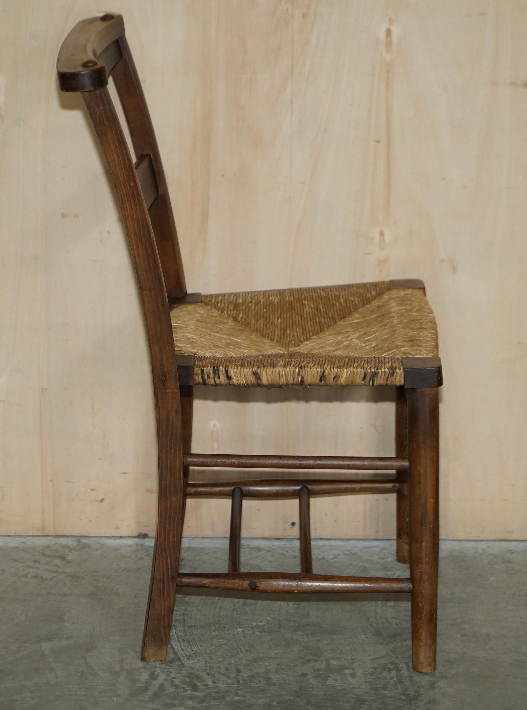 Lovely Suite of Six circa 1860 Dutch Ladder Back Oak Rush Seat Dining Chairs 6 For Sale 12