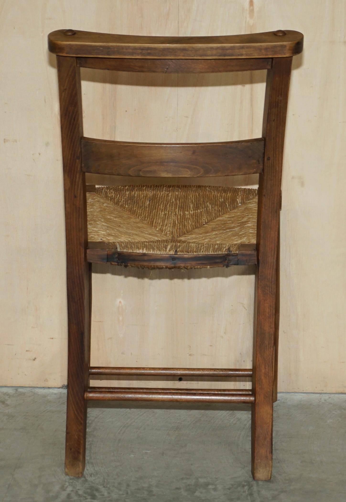 Lovely Suite of Six circa 1860 Dutch Ladder Back Oak Rush Seat Dining Chairs 6 For Sale 13