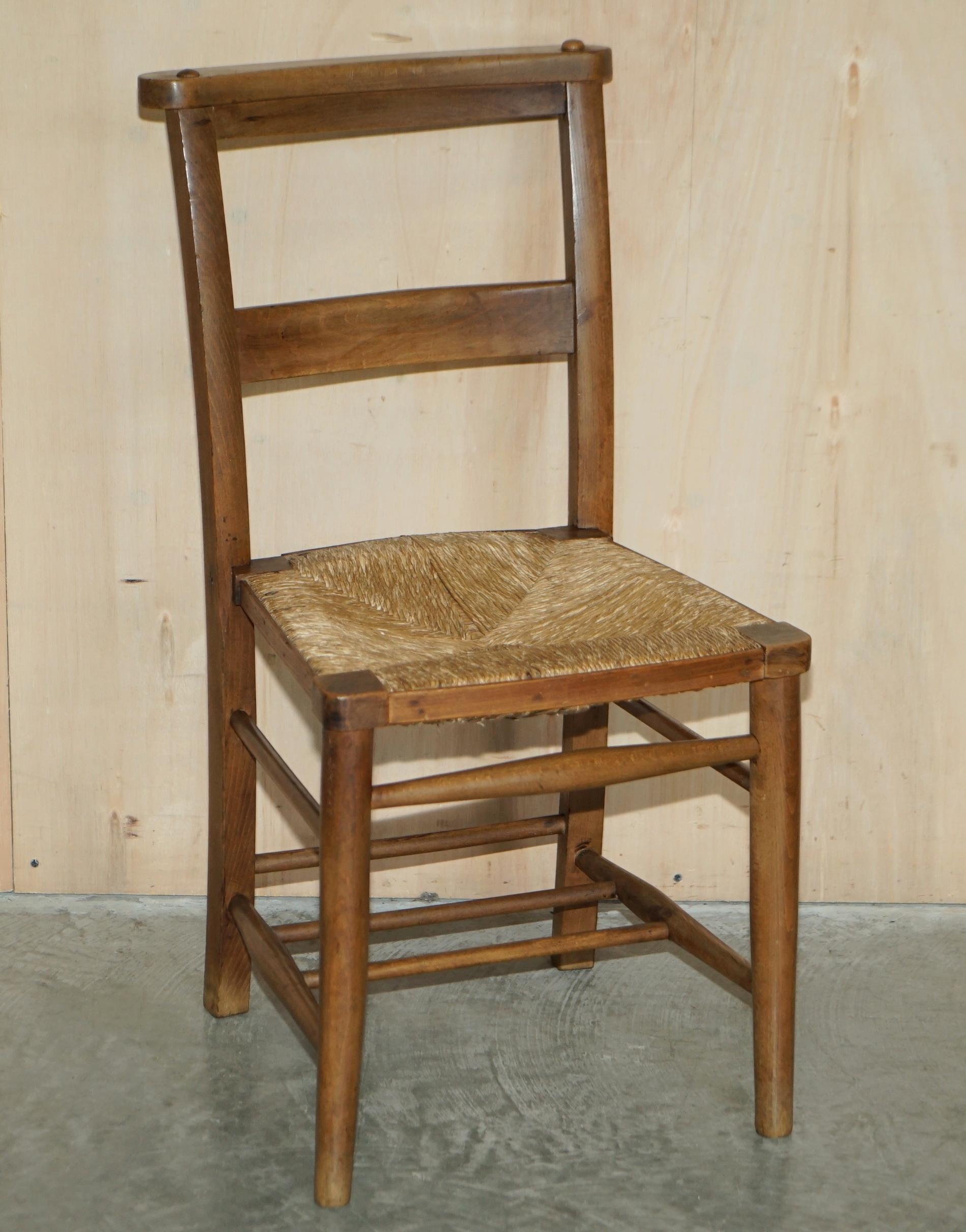 High Victorian Lovely Suite of Six circa 1860 Dutch Ladder Back Oak Rush Seat Dining Chairs 6 For Sale