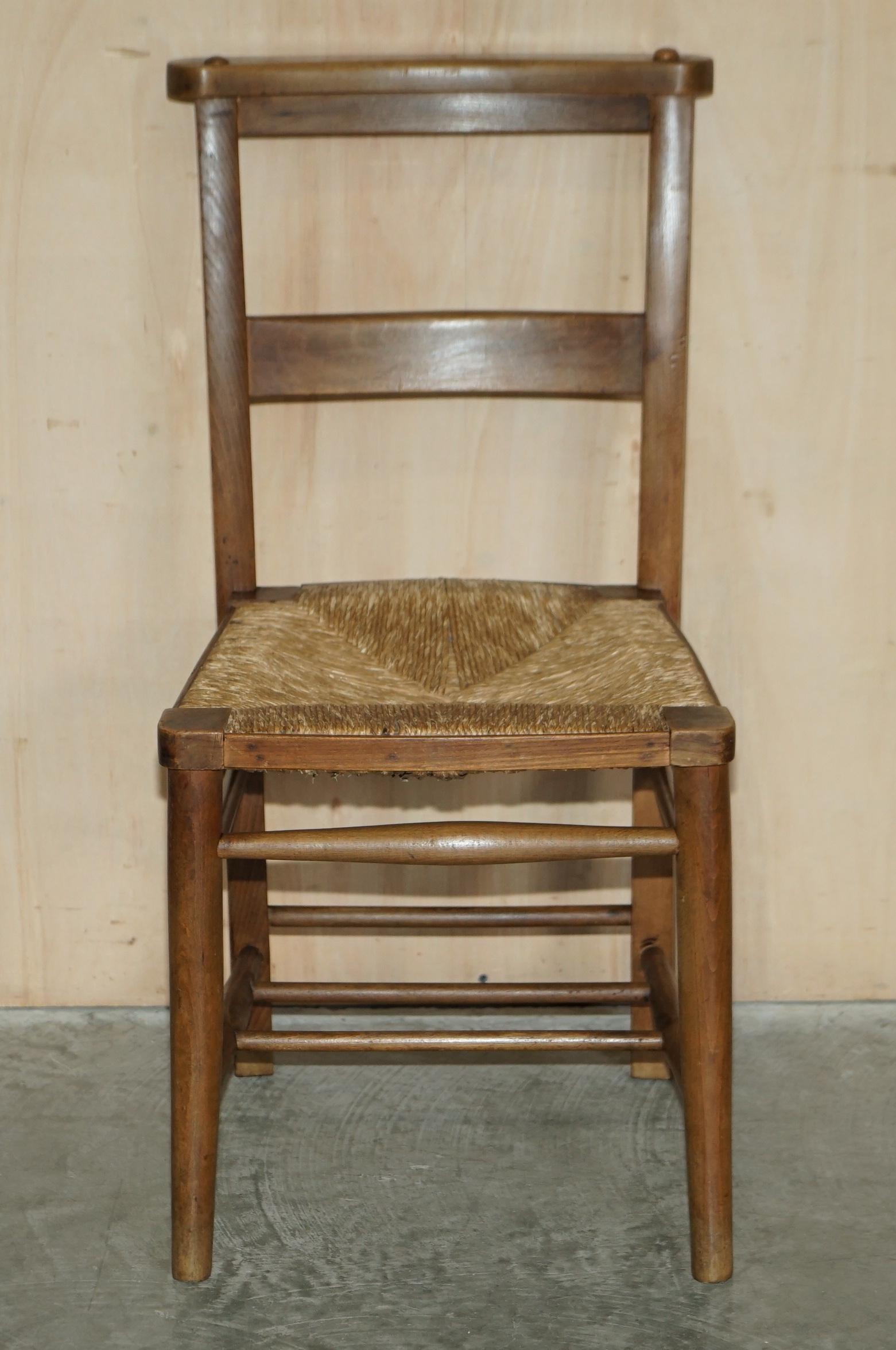 Danish Lovely Suite of Six circa 1860 Dutch Ladder Back Oak Rush Seat Dining Chairs 6 For Sale