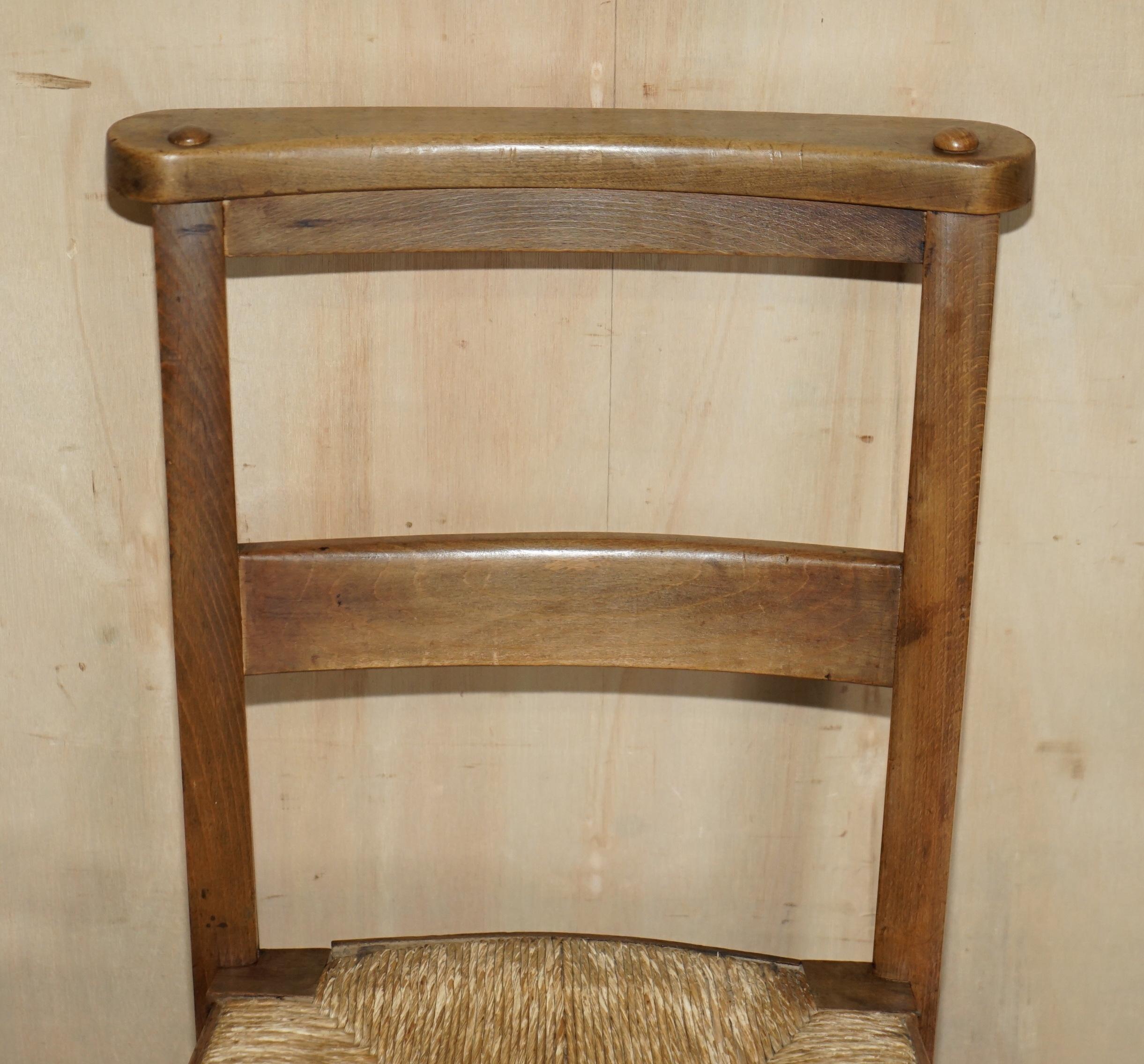 Hand-Crafted Lovely Suite of Six circa 1860 Dutch Ladder Back Oak Rush Seat Dining Chairs 6 For Sale