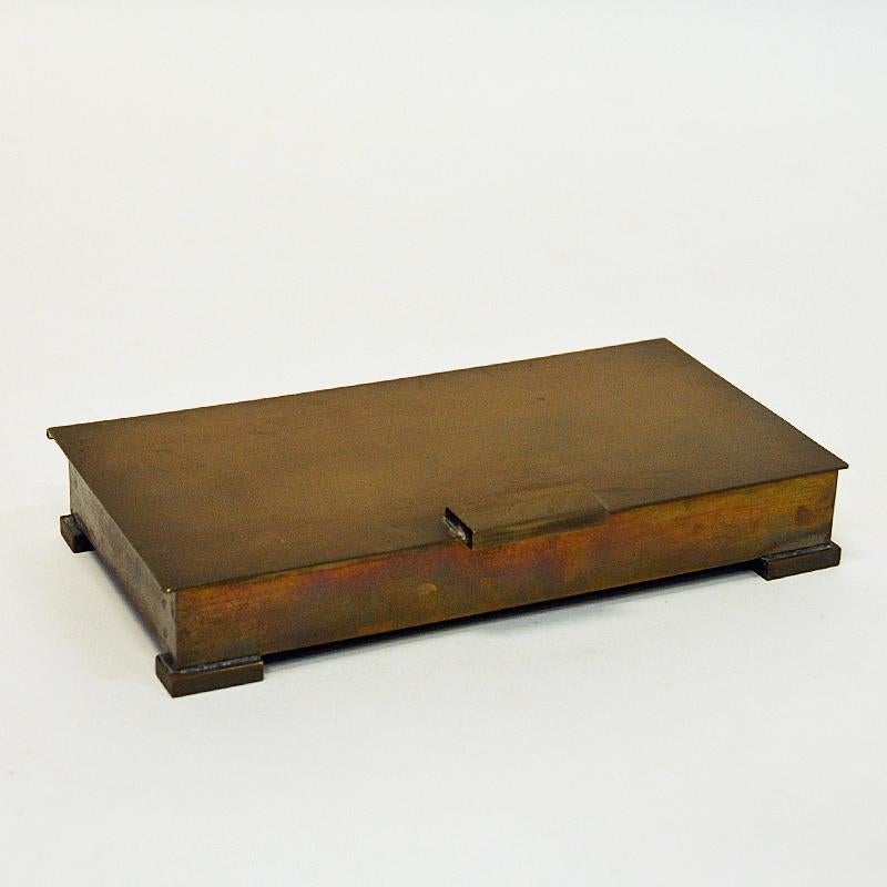 Mid-20th Century Lovely Swedish Brass and Wood Casket by Ystad Metall 1940s