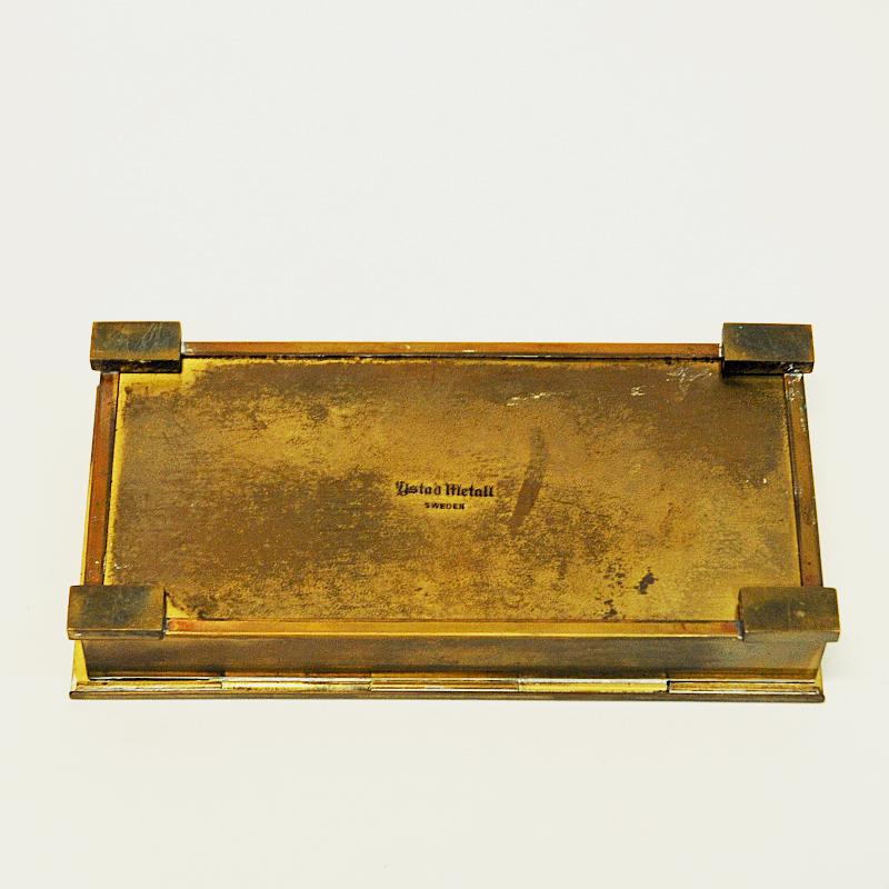 Lovely Swedish Brass and Wood Casket by Ystad Metall 1940s 2