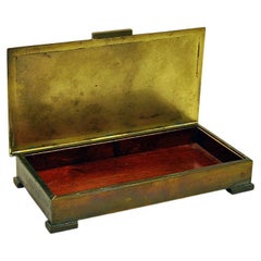 Lovely Swedish Brass and Wood Casket by Ystad Metall 1940s