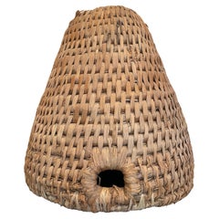 Used Lovely Tall French Straw Bee Skep, CA 1900