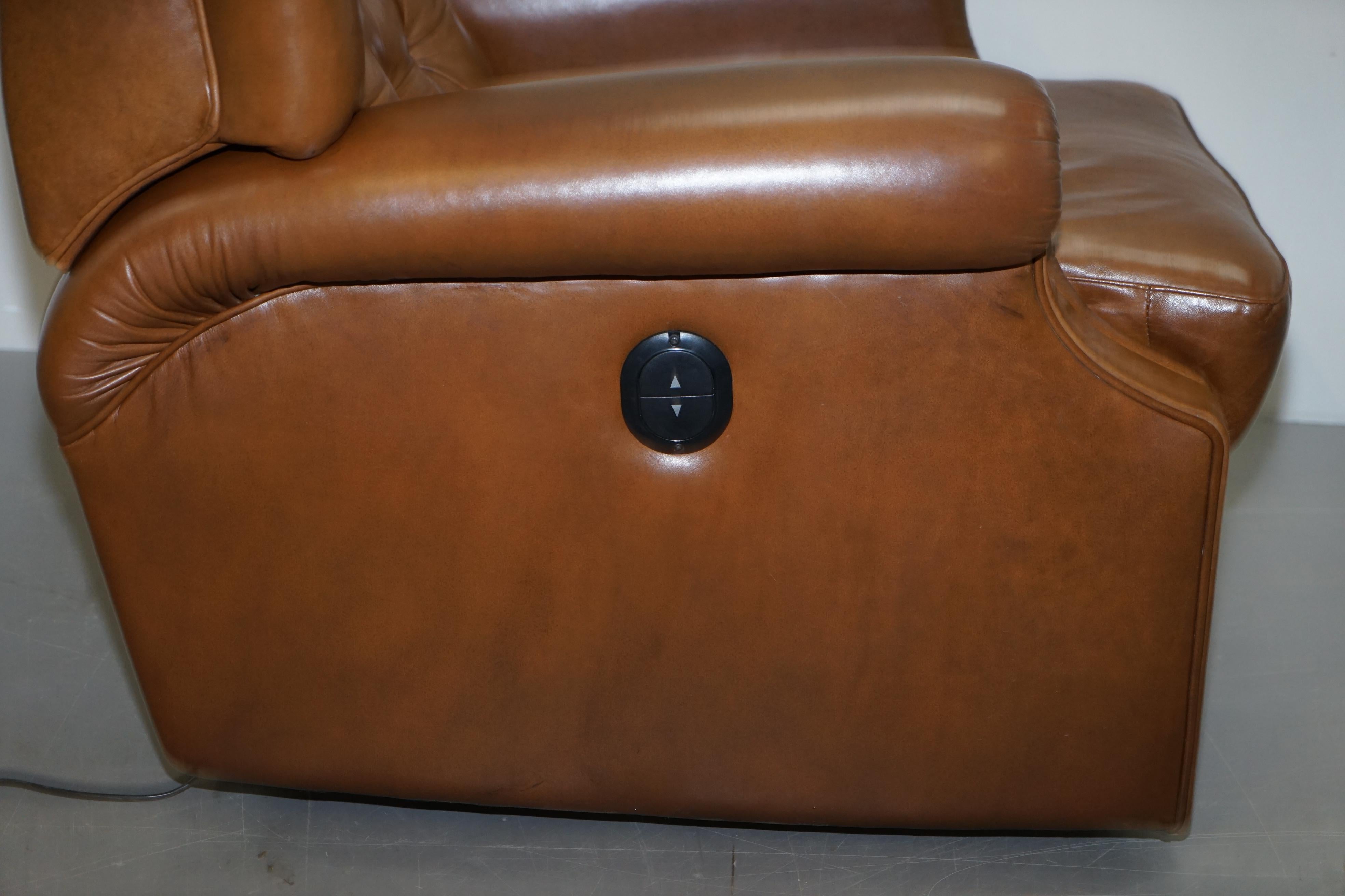 Lovely Tan Brown Leather Chesterfield Electric Relciner Armchair Comfortable!!!! 5