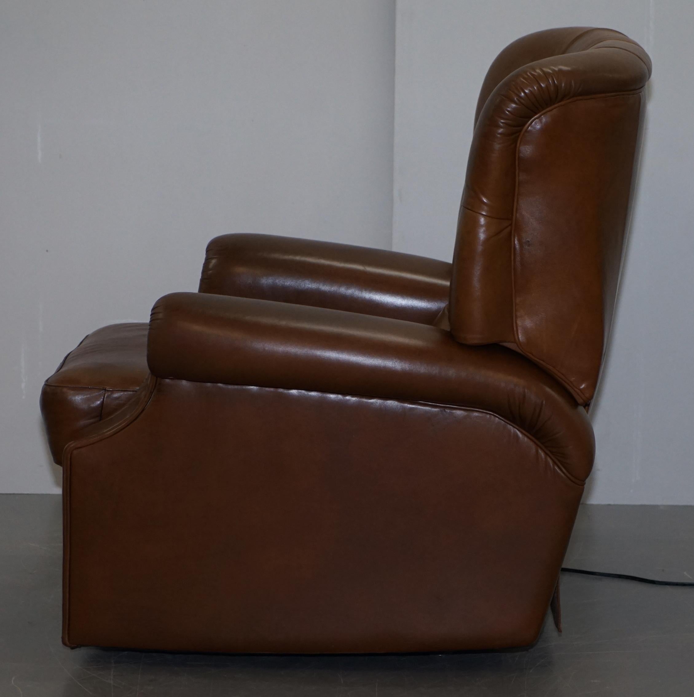 Lovely Tan Brown Leather Chesterfield Electric Relciner Armchair Comfortable!!!! 7