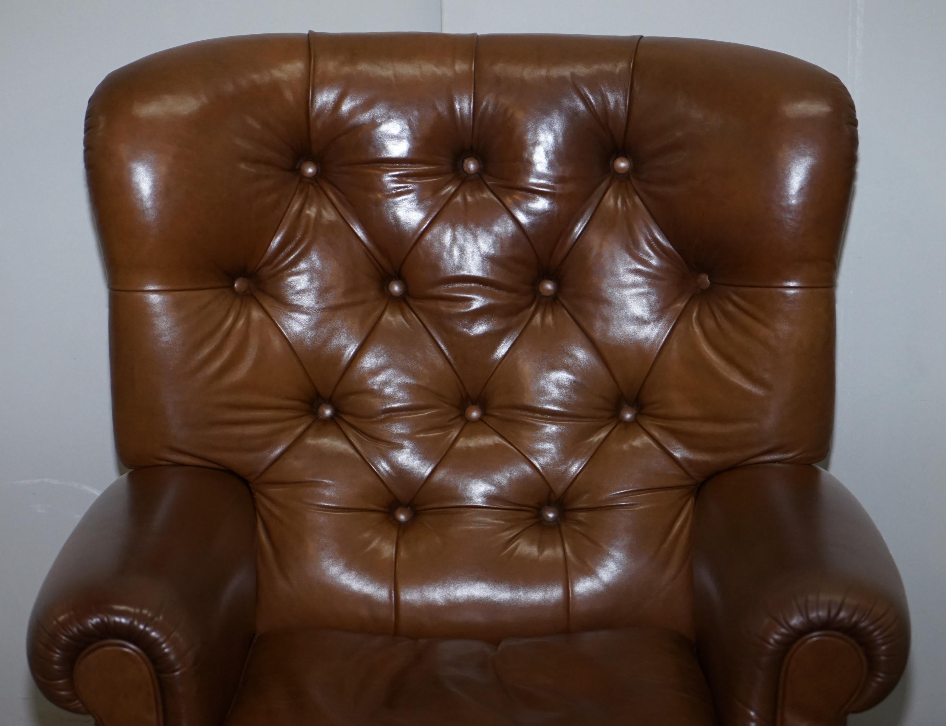 English Lovely Tan Brown Leather Chesterfield Electric Relciner Armchair Comfortable!!!!