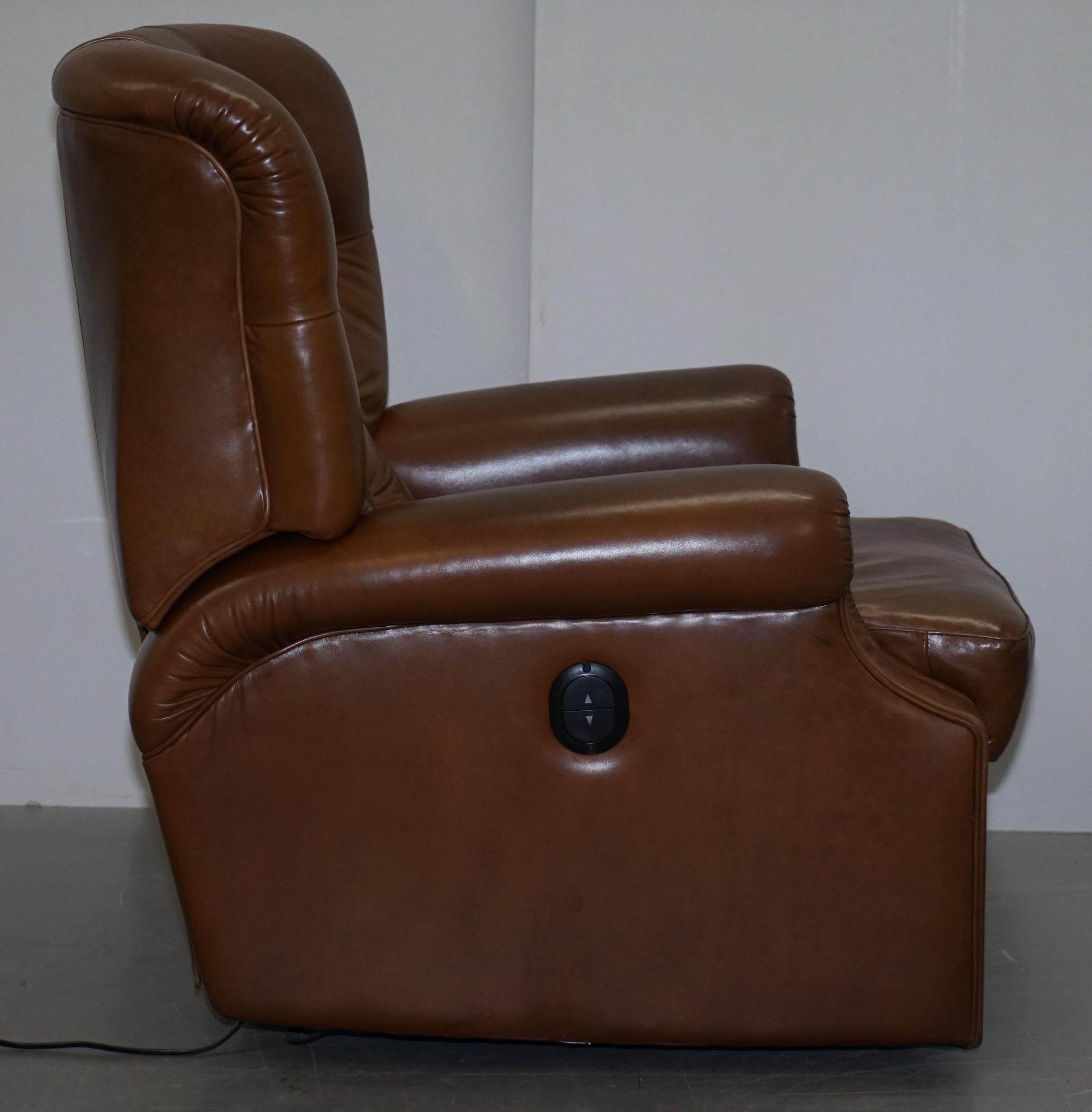 Lovely Tan Brown Leather Chesterfield Electric Relciner Armchair Comfortable!!!! 4
