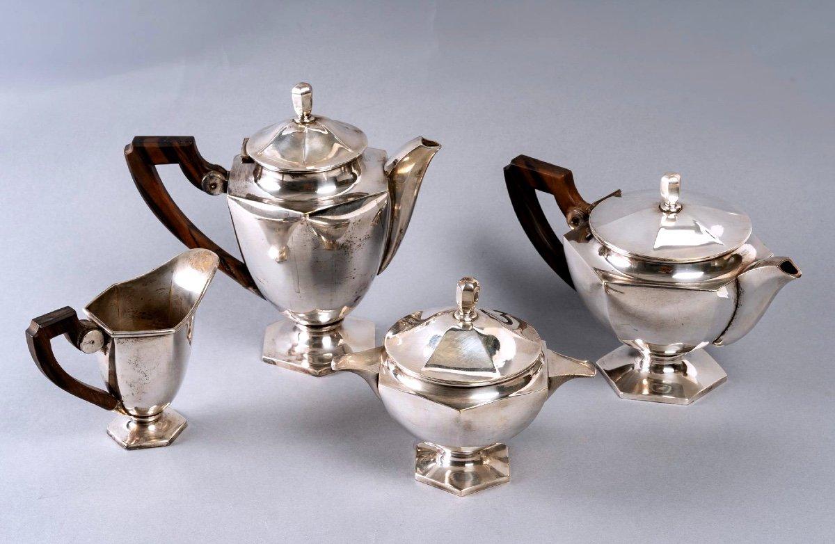 Lovely Tea and Coffee Service of Four Pieces - Silver Metal - Period: Art Deco In Good Condition For Sale In CRÉTEIL, FR