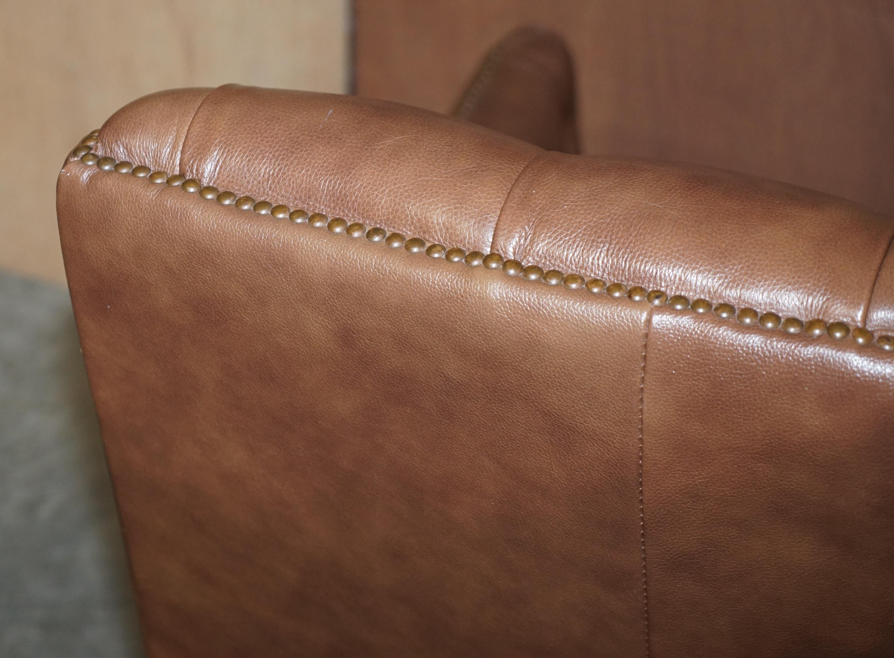 Lovely Tetrad Brown Leather Reading Armchair with Chesterfield Tufted Buttons 8