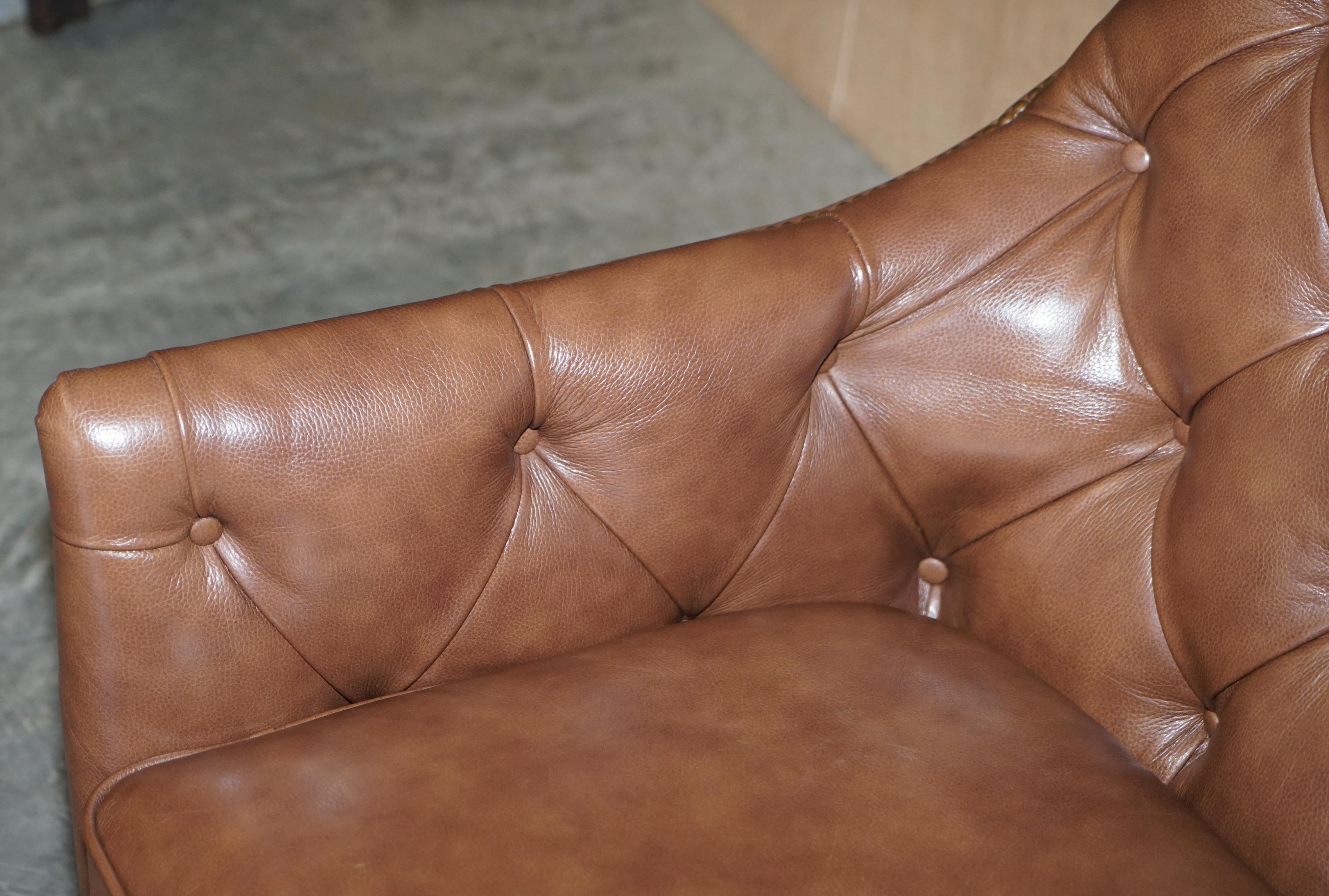 Lovely Tetrad Brown Leather Reading Armchair with Chesterfield Tufted Buttons 1