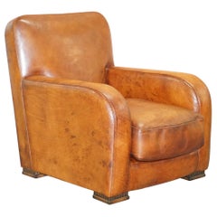 Used Lovely Tetrad Totnes Eco Hand Dyed Brown Leather Feather Filled Cushion Armchair