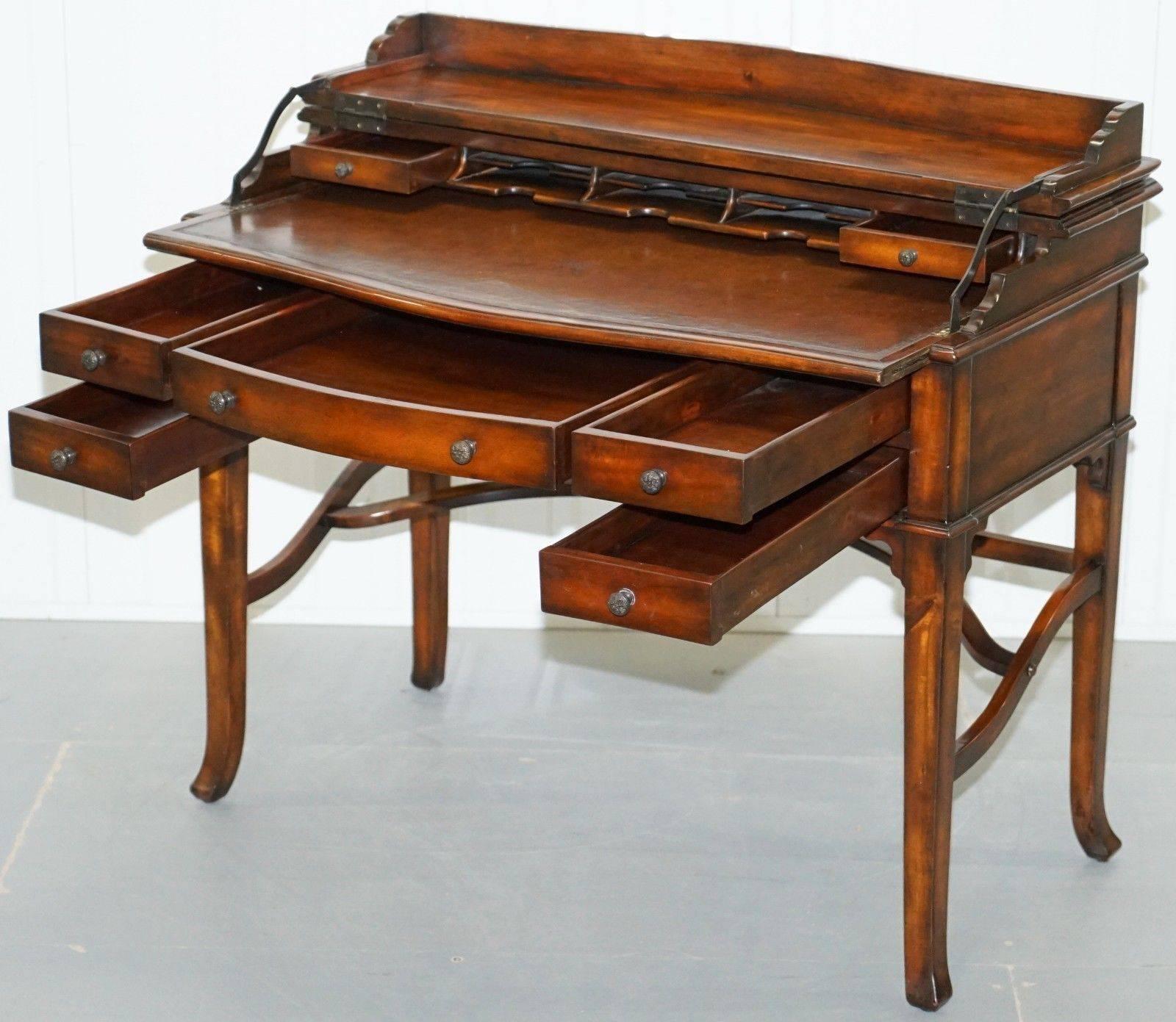 Victorian Lovely Theodore Alexander Campaign Fold Out Desk Writing Table and Chair